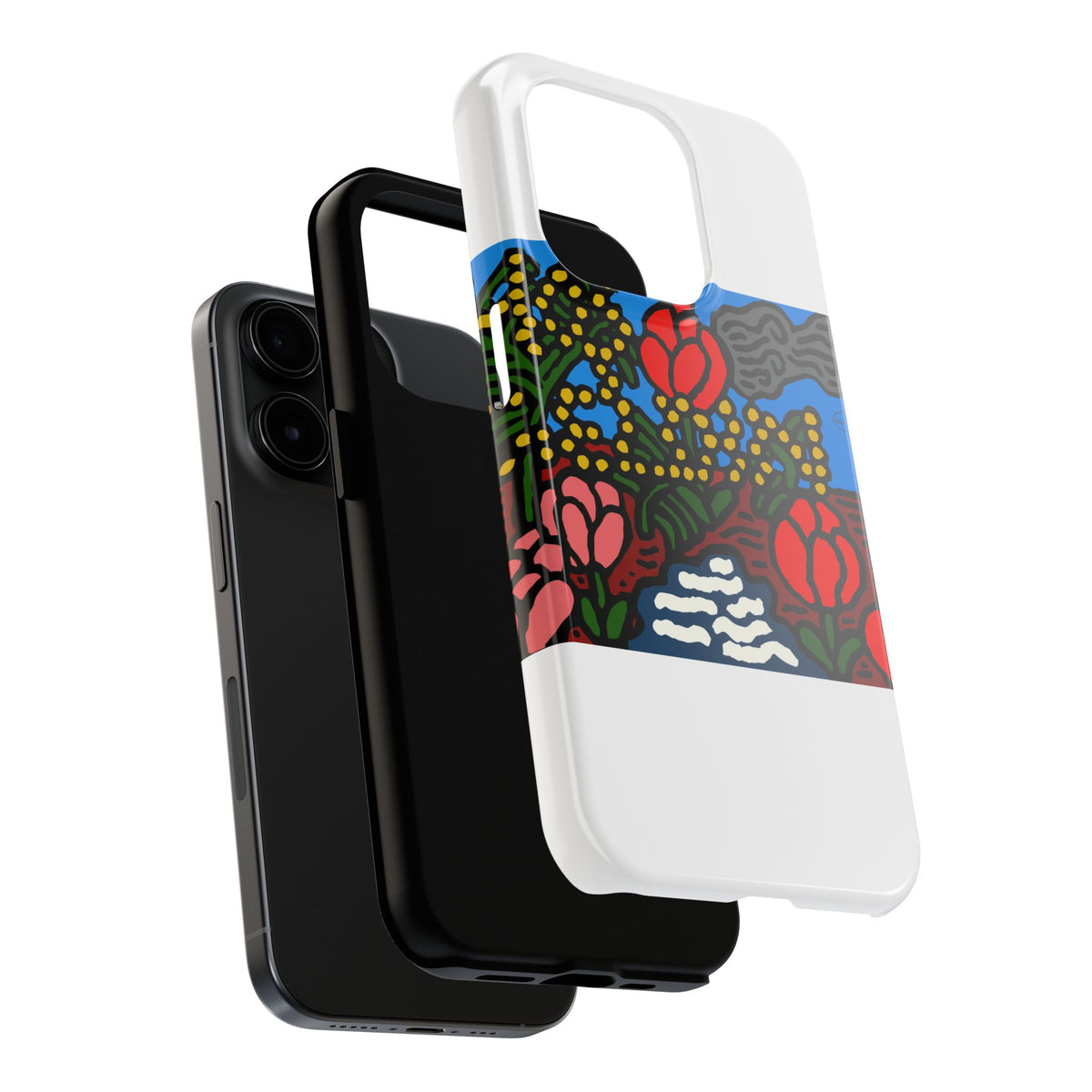 A field of tulips next to a wattle Tough Phone Case