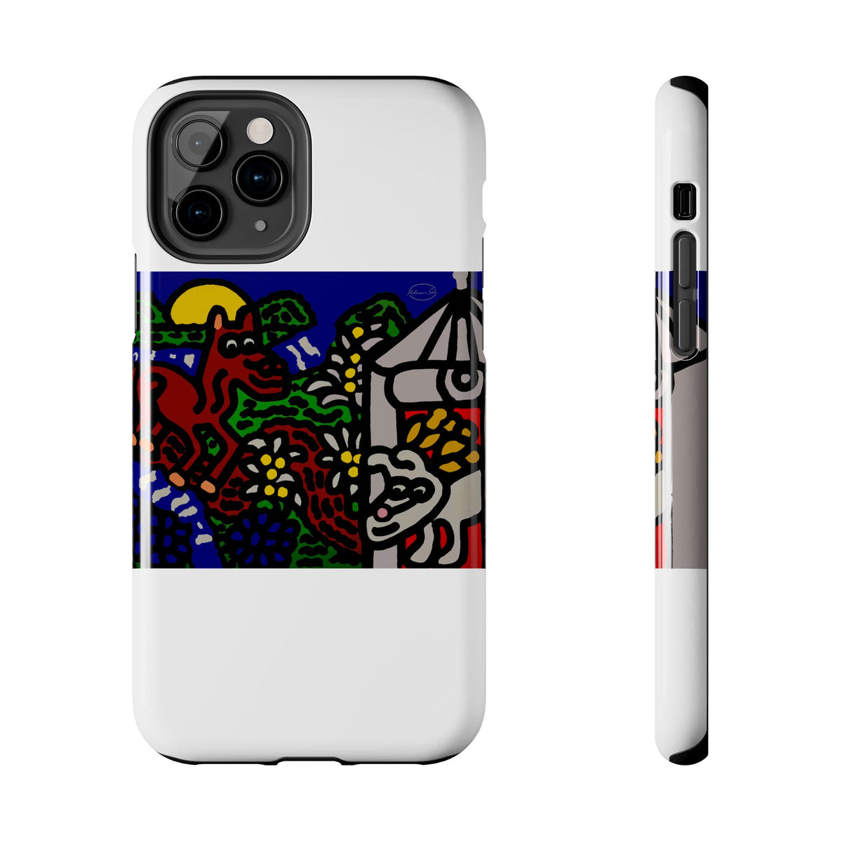 Bunny welcoming a friendly horse on his journey Tough Phone Case