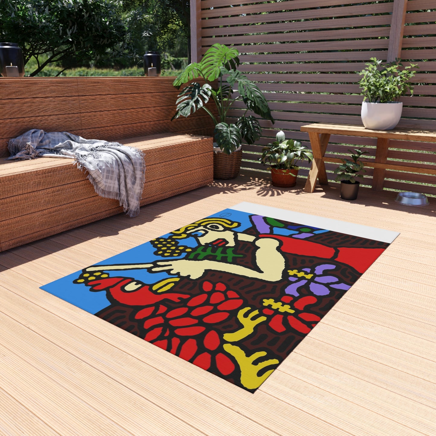 The hen gaining a blessing from a fairy — Outdoor Rug