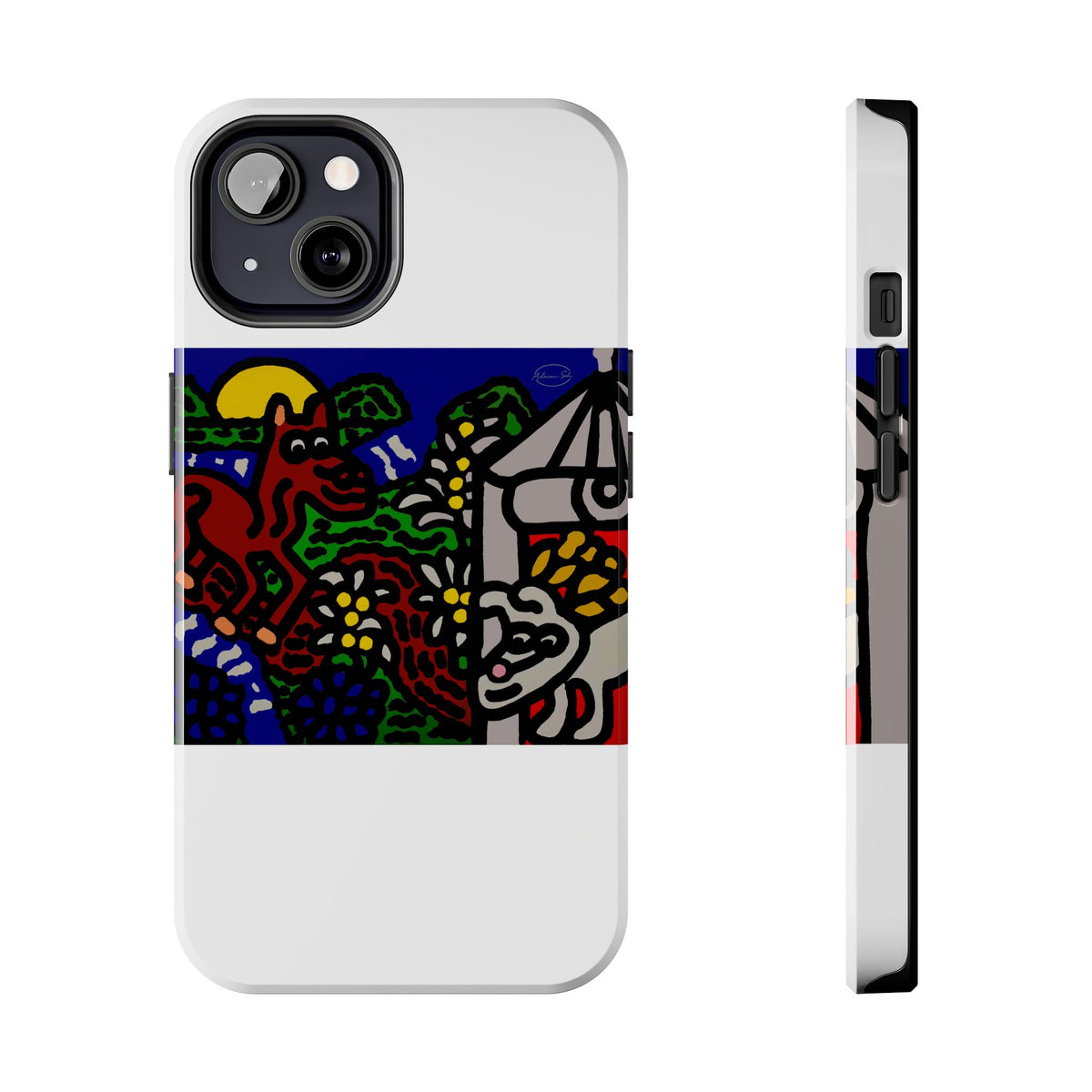 Bunny welcoming a friendly horse on his journey Tough Phone Case