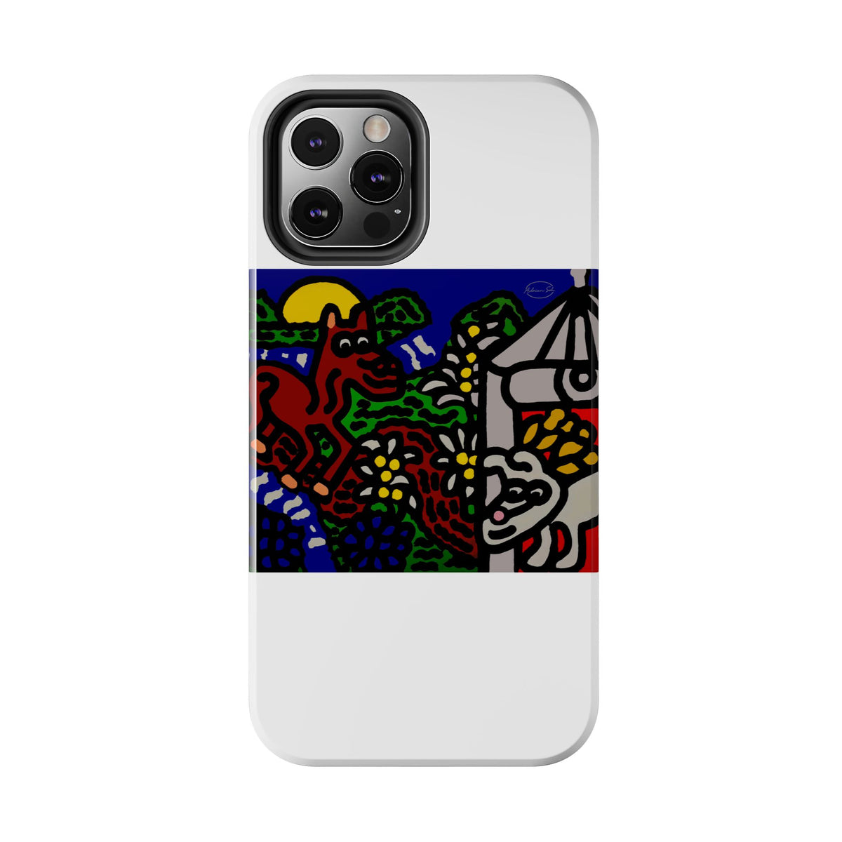 Bunny welcoming a friendly horse on his journey Tough Phone Case