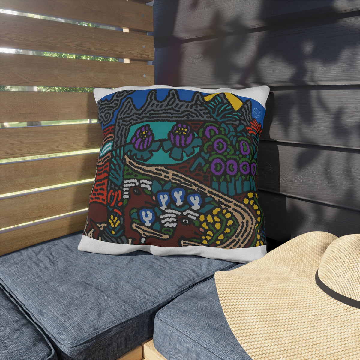 Road to a Sanctuary and Oasis — Outdoor Pillow