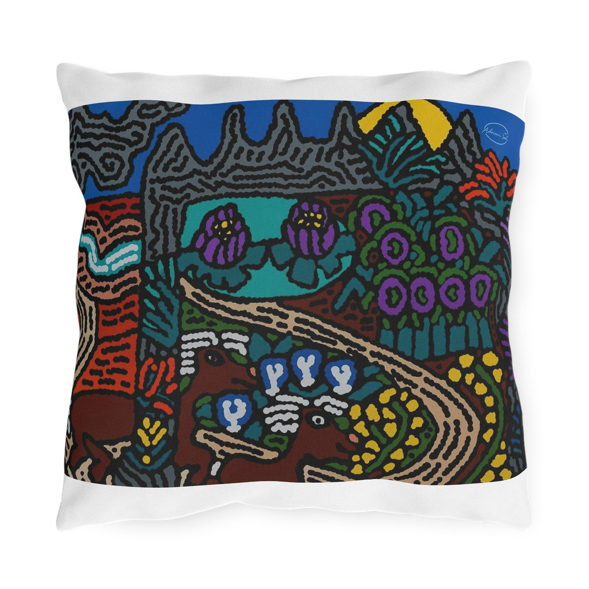 Road to a Sanctuary and Oasis — Outdoor Pillow