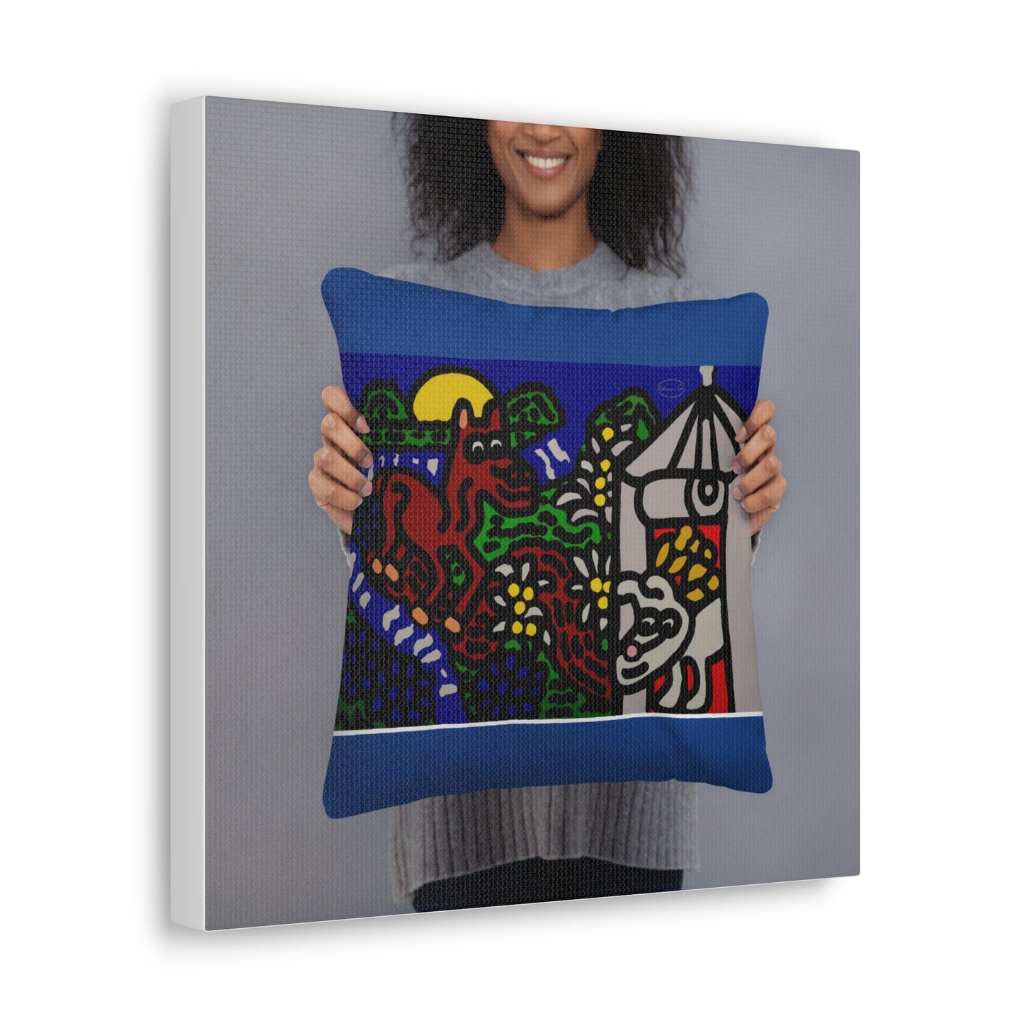 Bunny welcoming a friendly horse on his journey Canvas (Small)