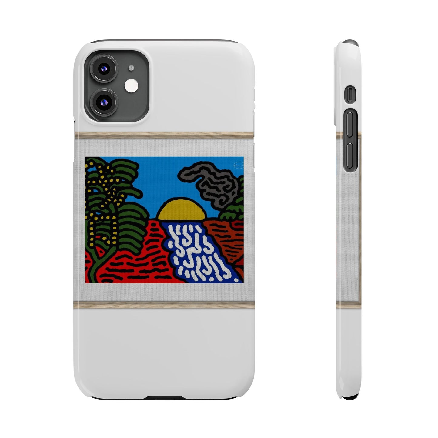 The river that joins the Australian wattle and Lebanese cedar tree in friendship Slim Phone Case