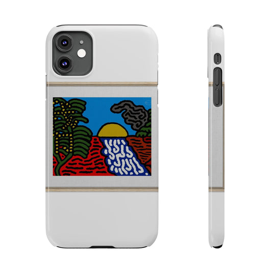 The river that joins the Australian wattle and Lebanese cedar tree in friendship Slim Phone Case