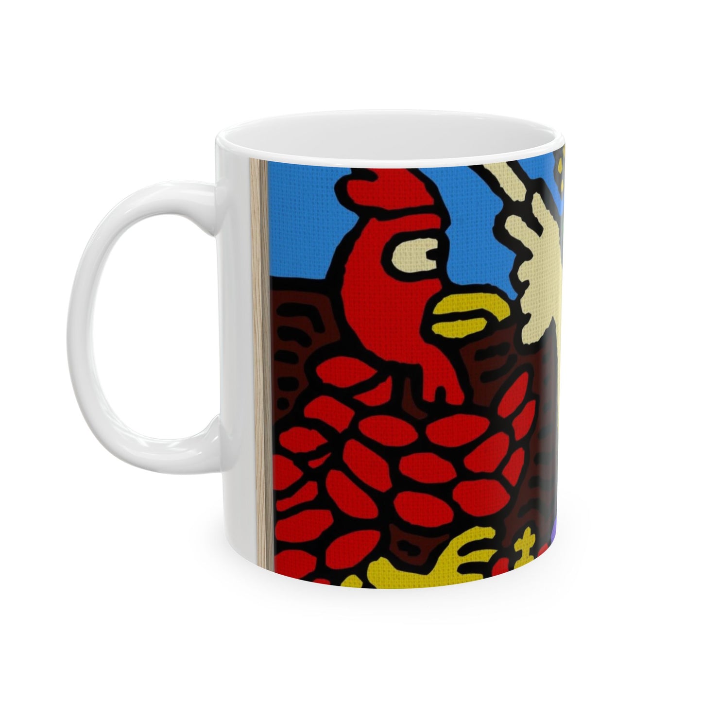The hen gaining a blessing from a fairy Ceramic Mug