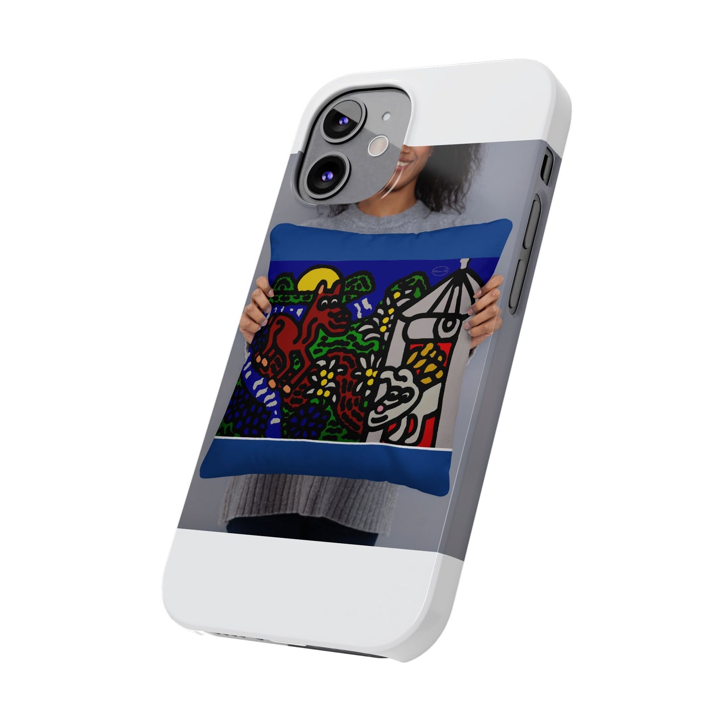Bunny welcoming a friendly horse on his journey Slim Phone Case