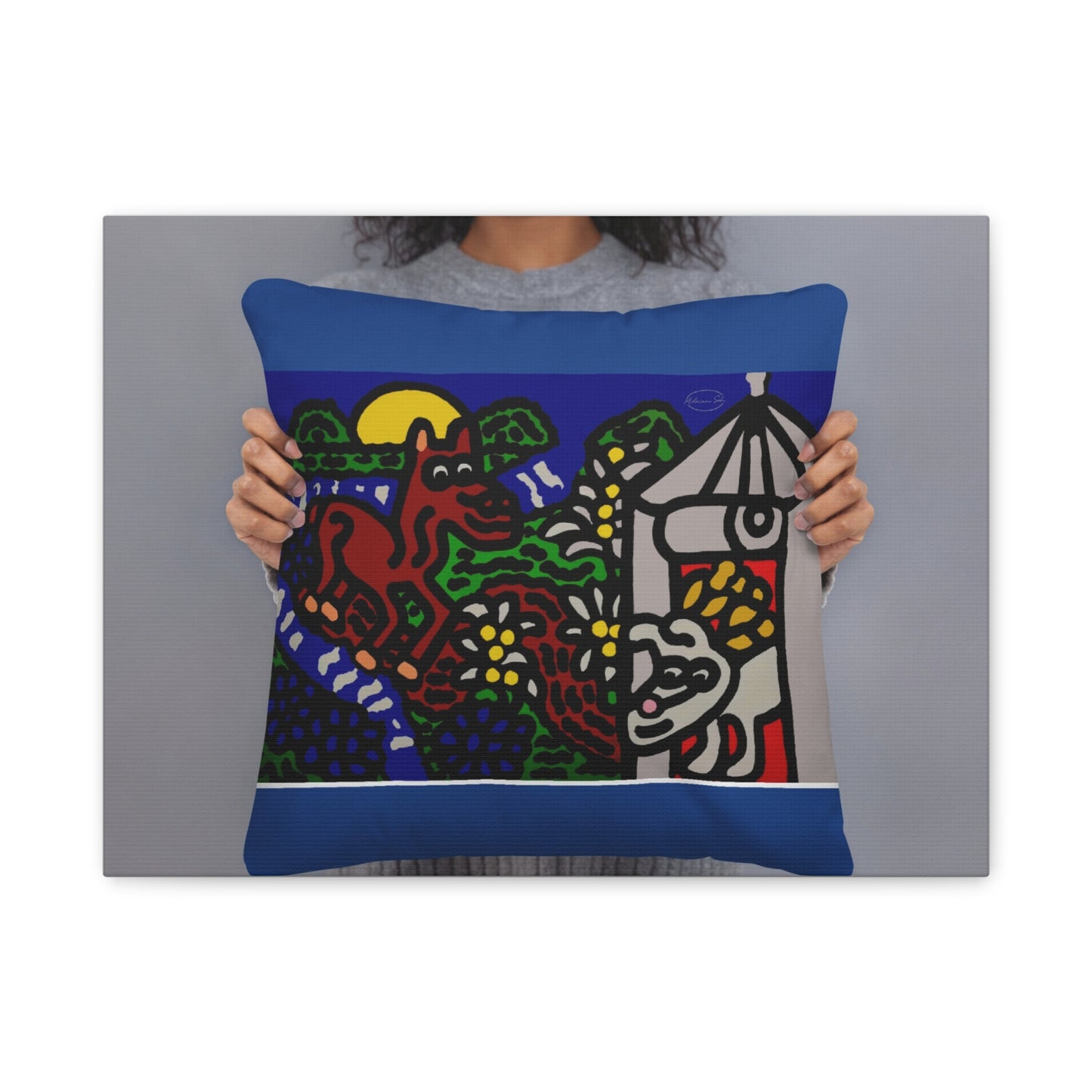 Bunny welcoming a friendly horse on his journey Canvas (Small)