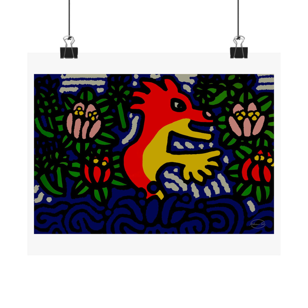 Breaking through the surface of a lotus pond Matte Poster Horizontal (Small)