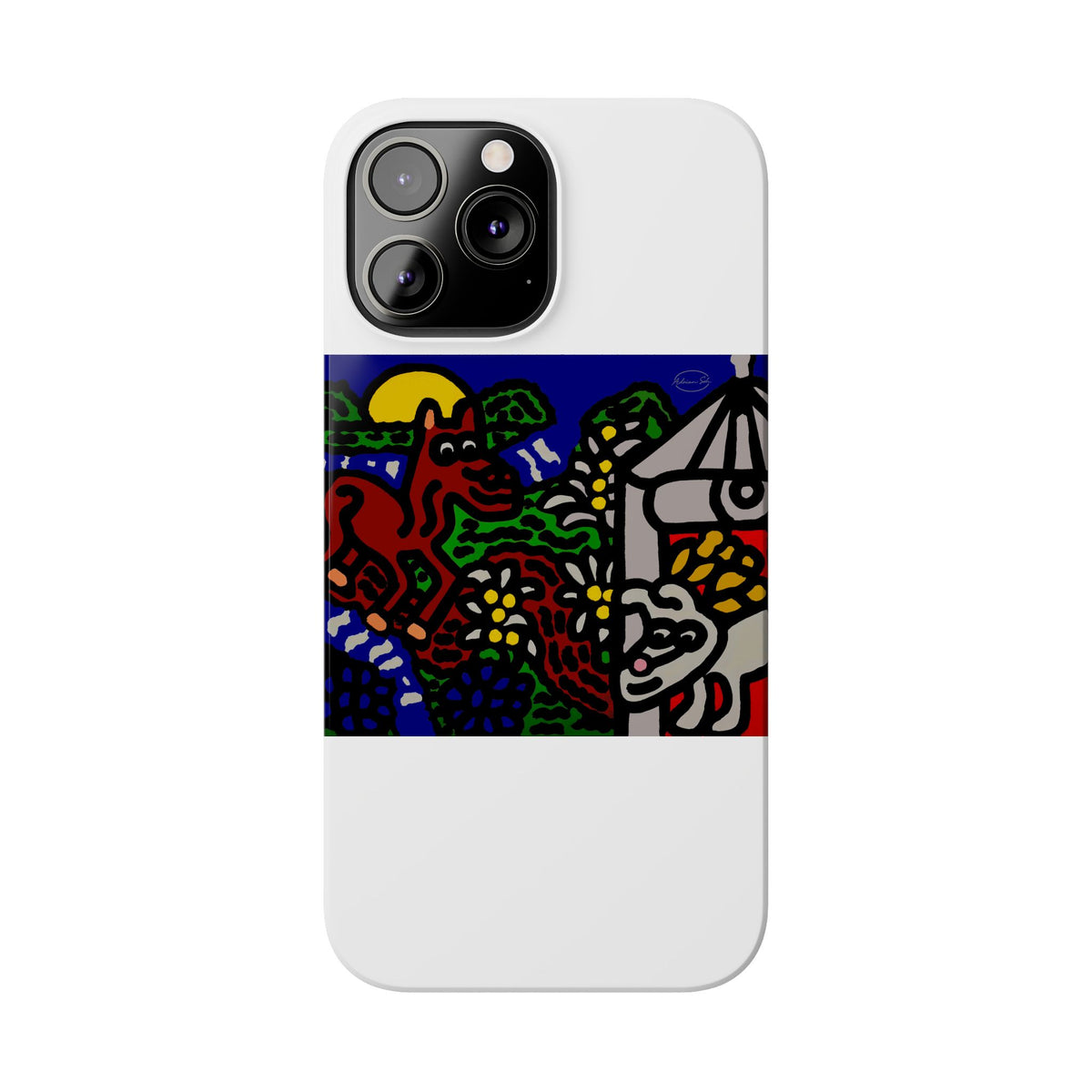 Bunny welcoming a friendly horse on his journey Slim Phone Case