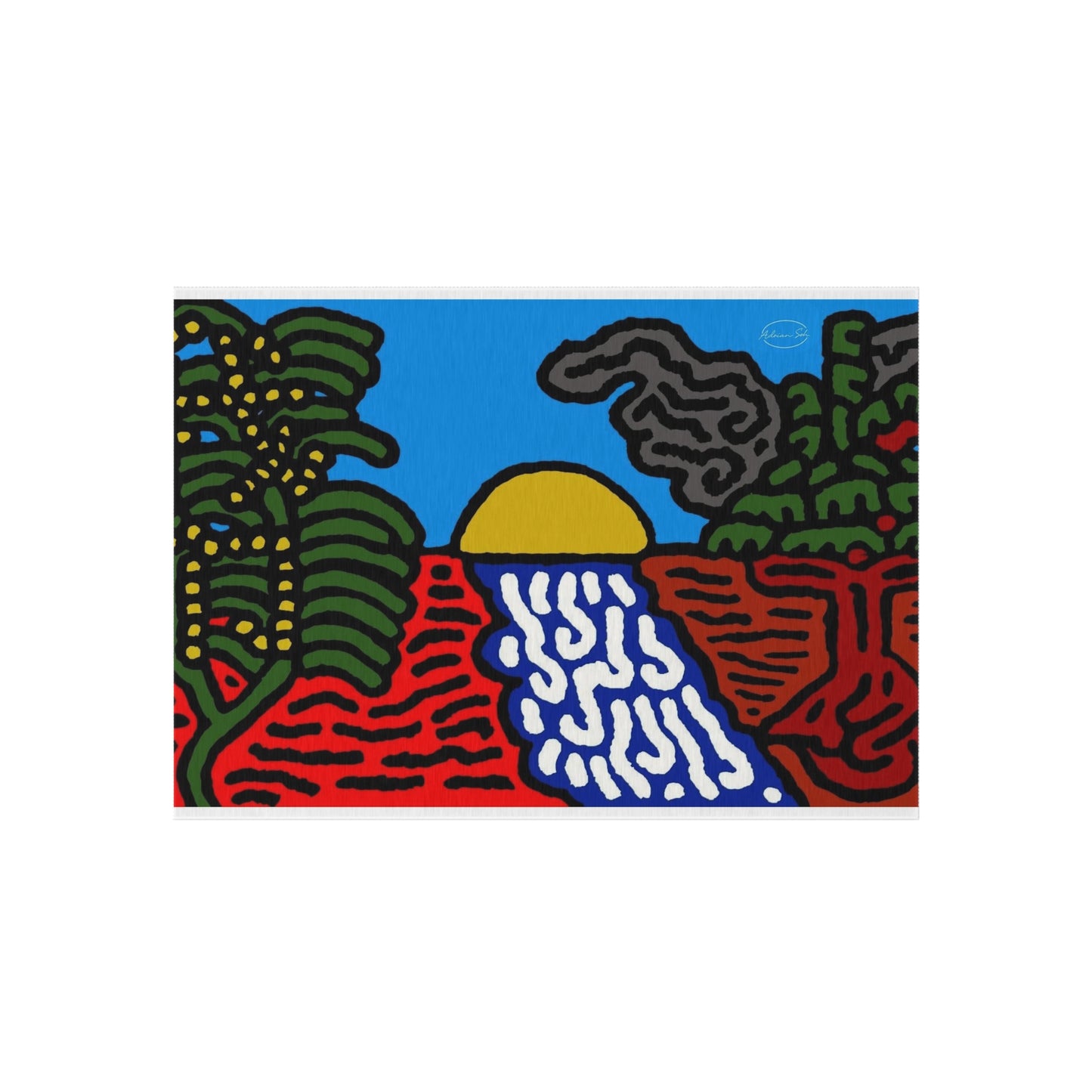 The river that joins the Australian wattle — Outdoor Rug