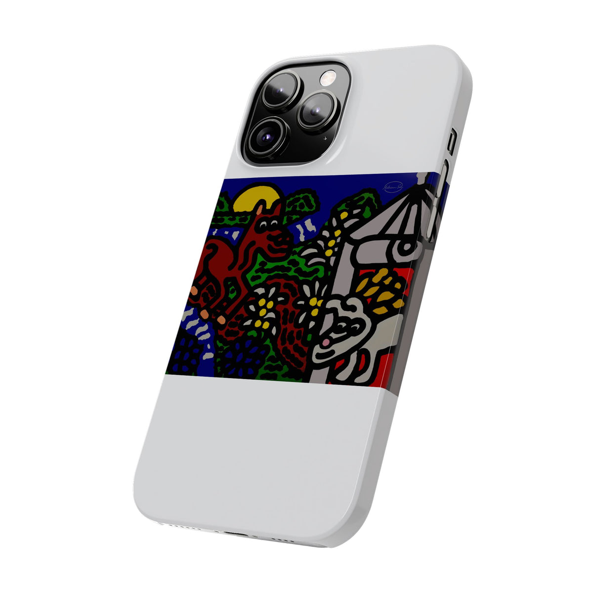 Bunny welcoming a friendly horse on his journey Slim Phone Case