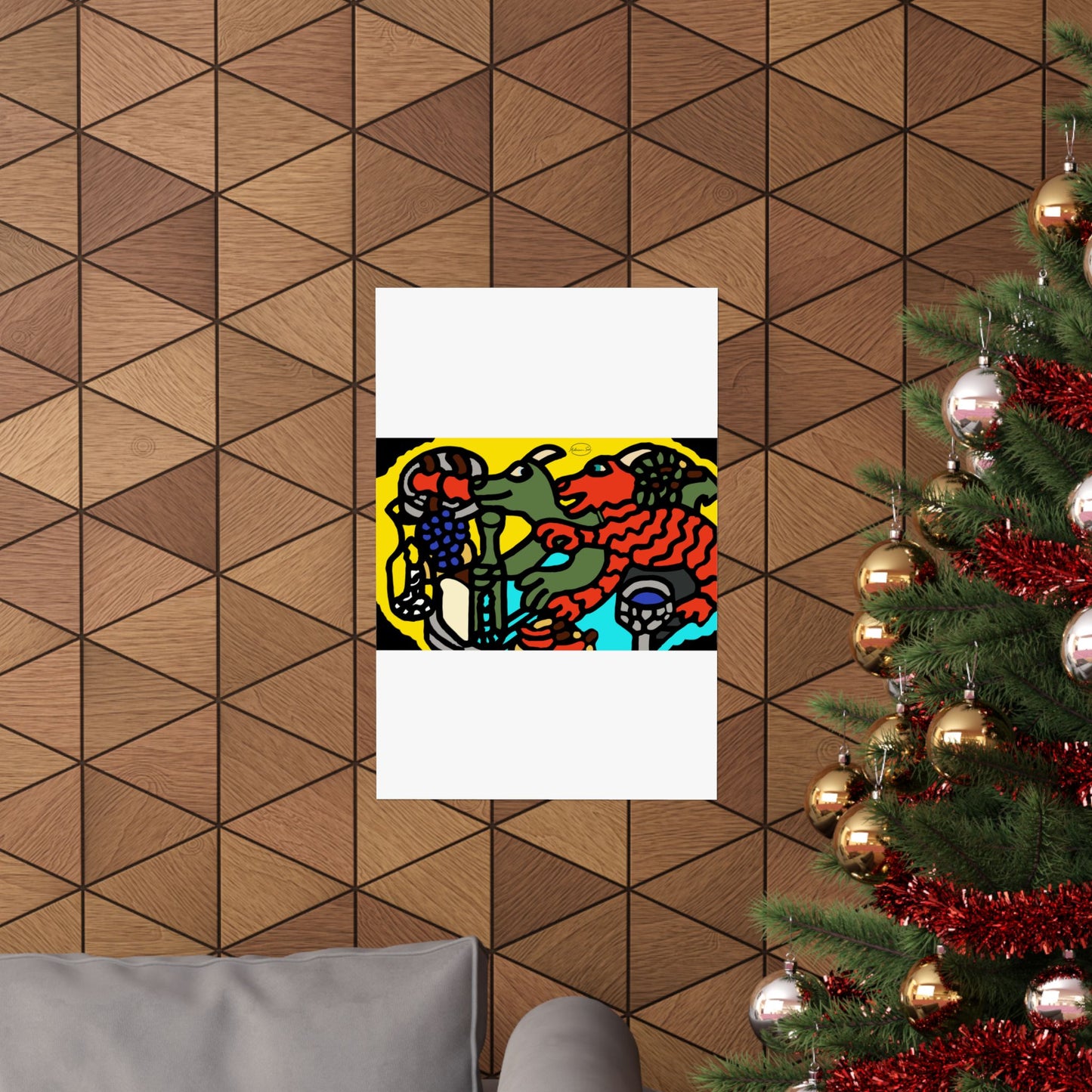 Two dragons enjoying a feast together Matte Poster Vertical (Large)