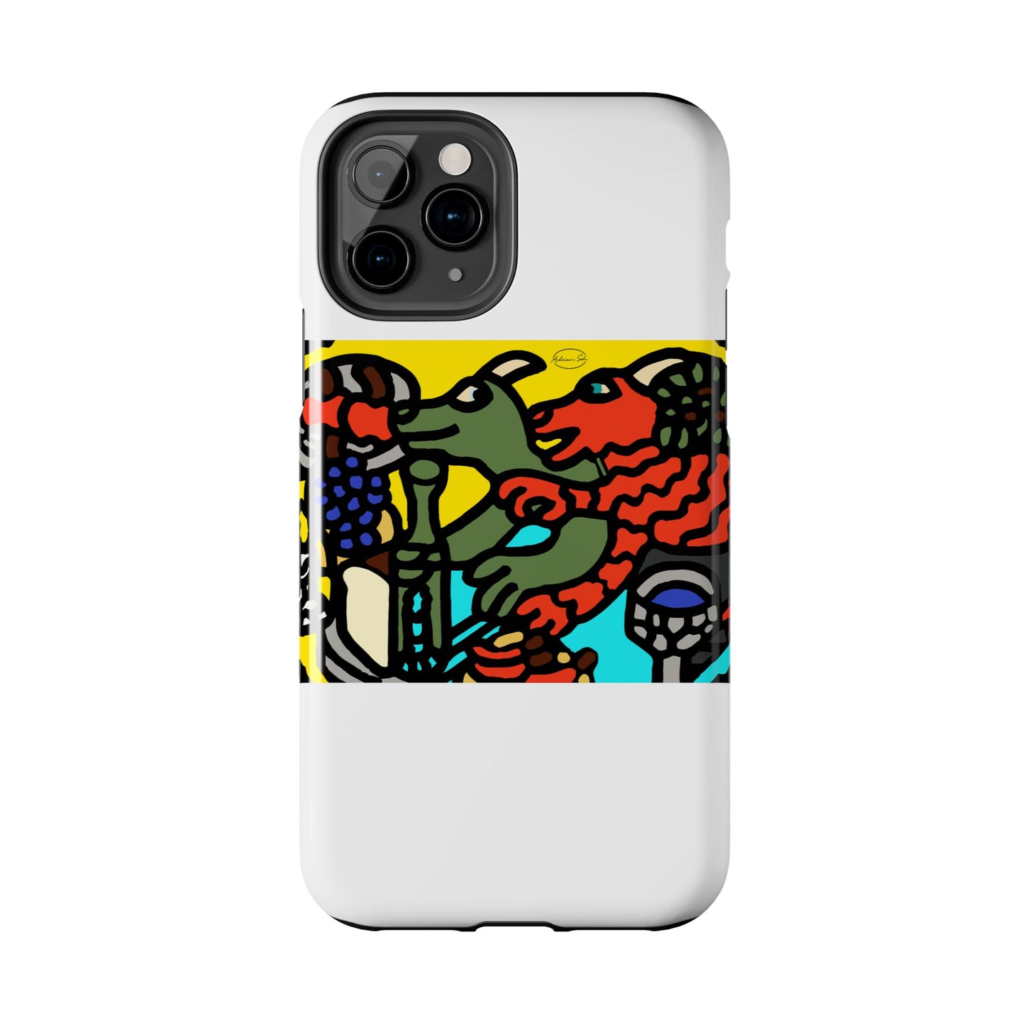 Two dragons enjoying a feast together Tough Phone Case