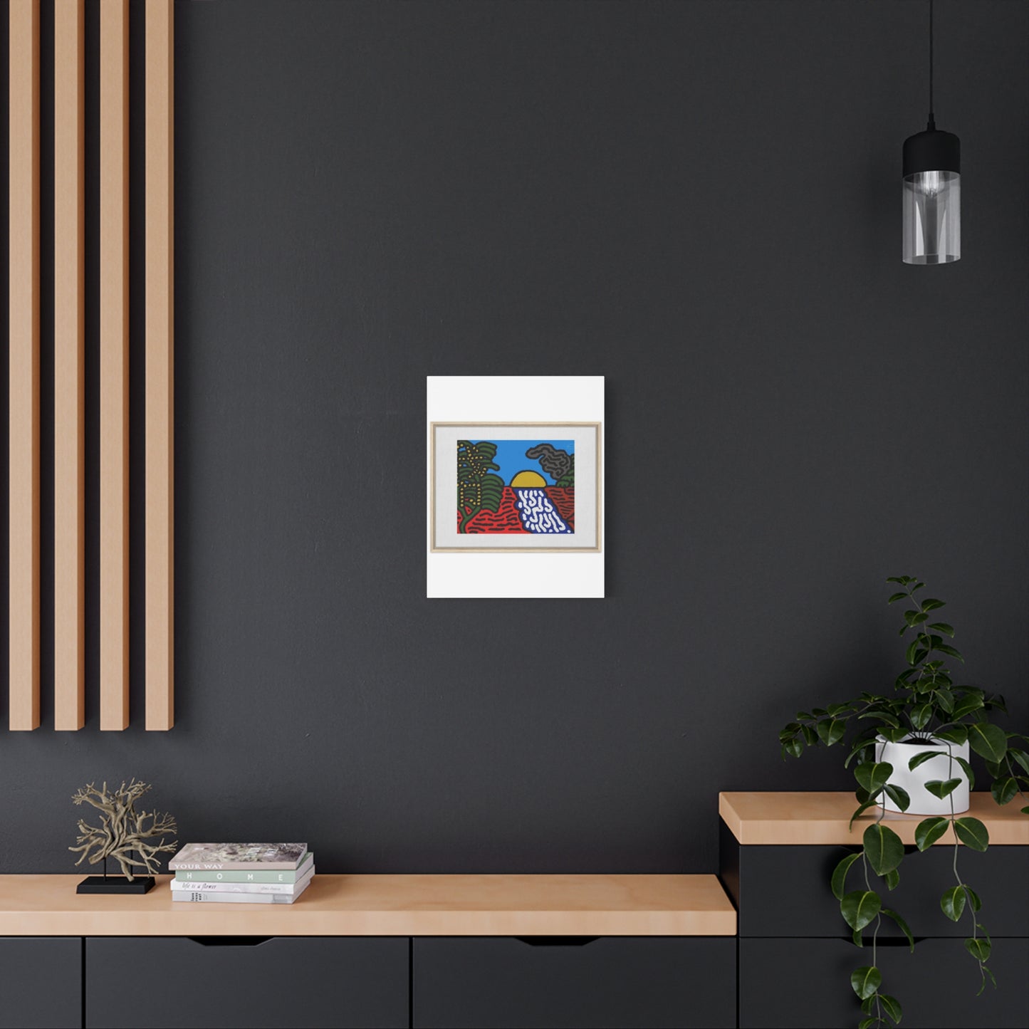 The river that joins the Australian wattle and Lebanese cedar tree in friendship Canvas (Large)