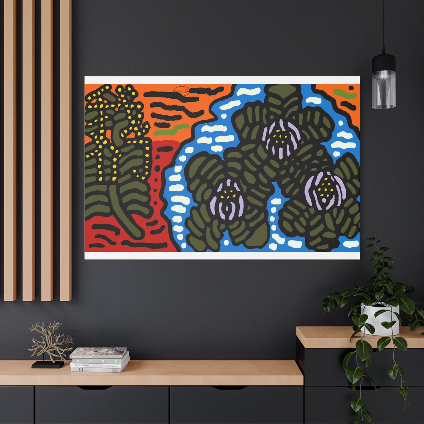 The Sri Lankan water lilies meets the Australian wattle Canvas (Small)