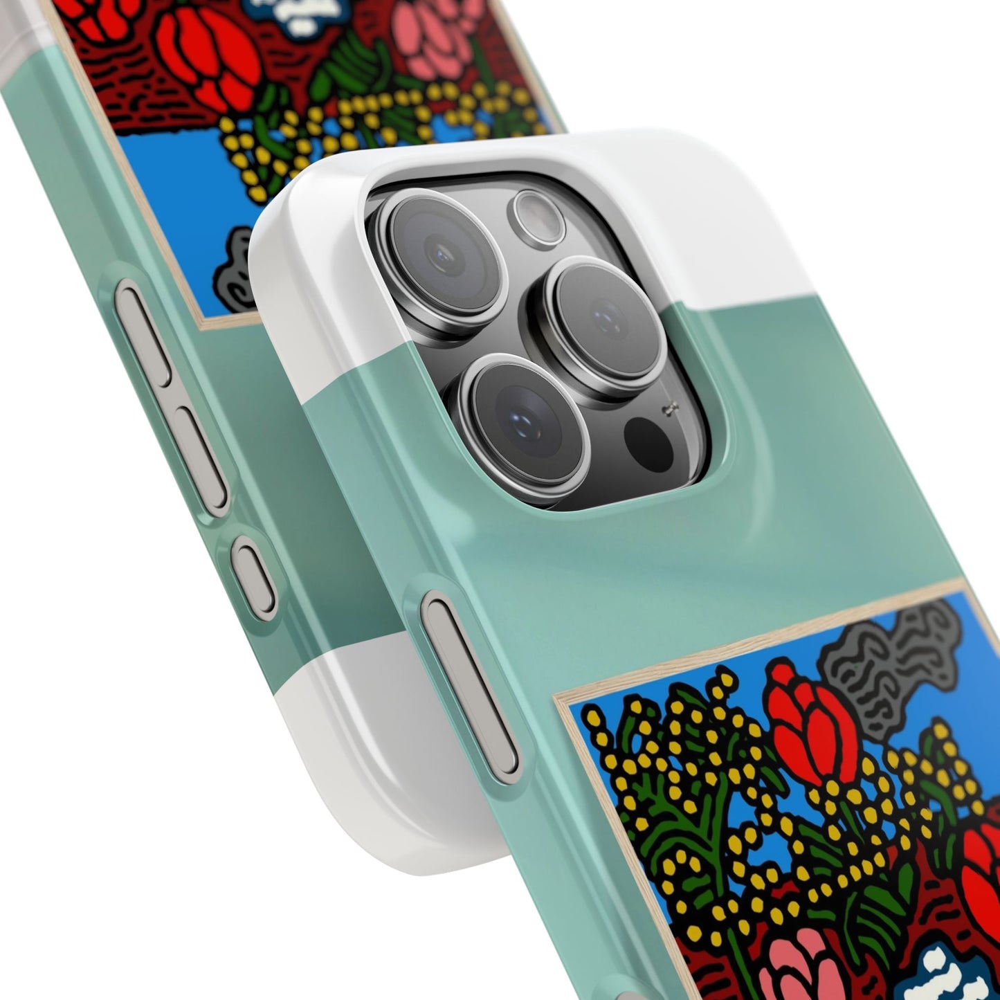 A field of tulips next to a wattle Slim Phone Case
