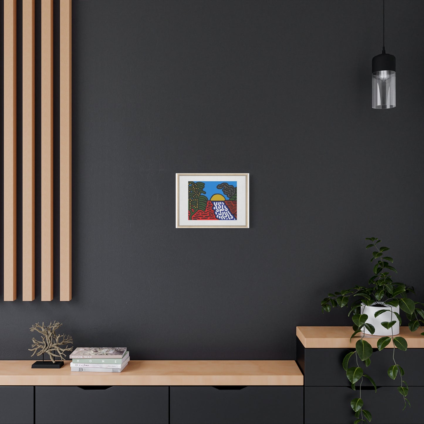 The river that joins the Australian wattle and Lebanese cedar tree in friendship Canvas (Small)
