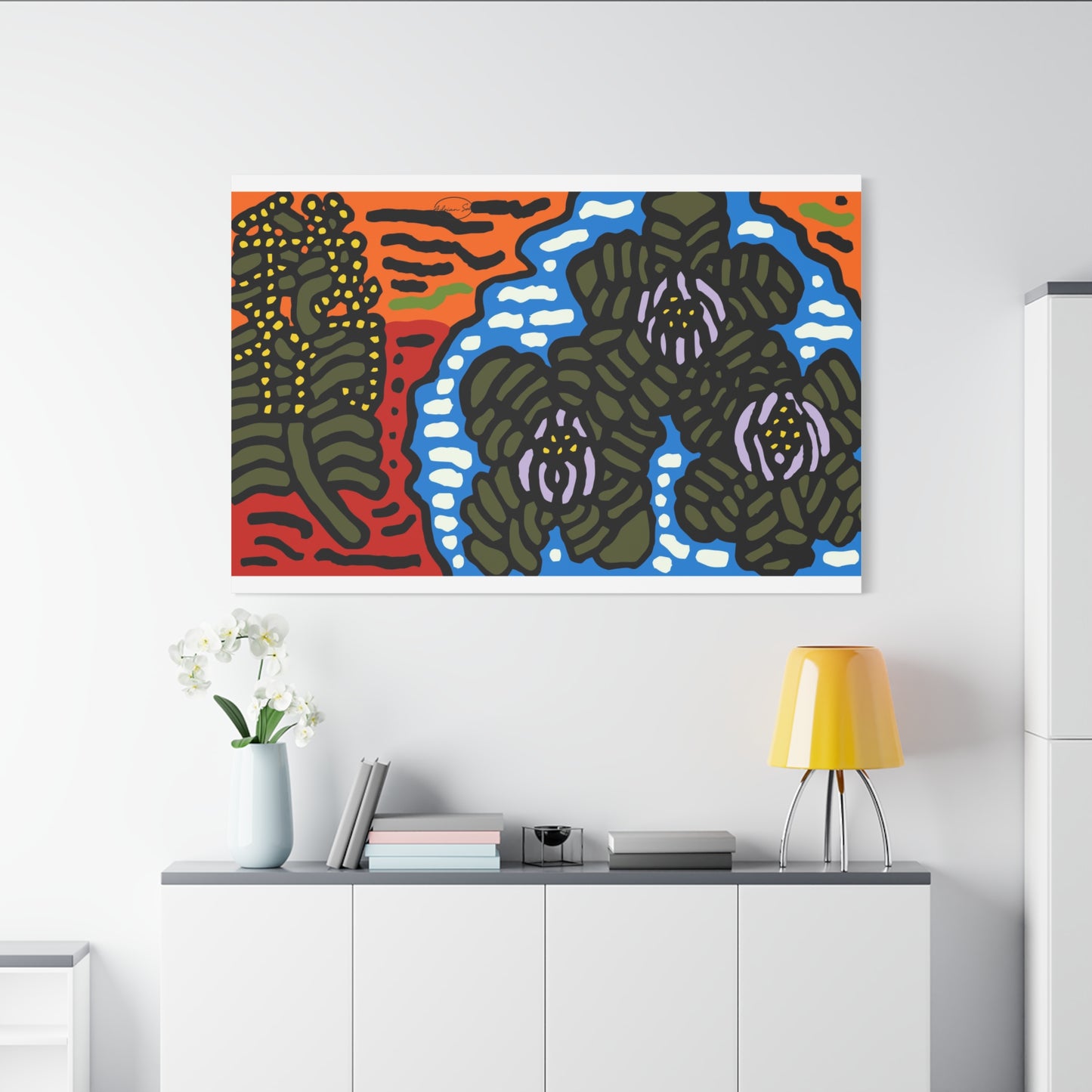 The Sri Lankan water lilies meets the Australian wattle Canvas (Small)