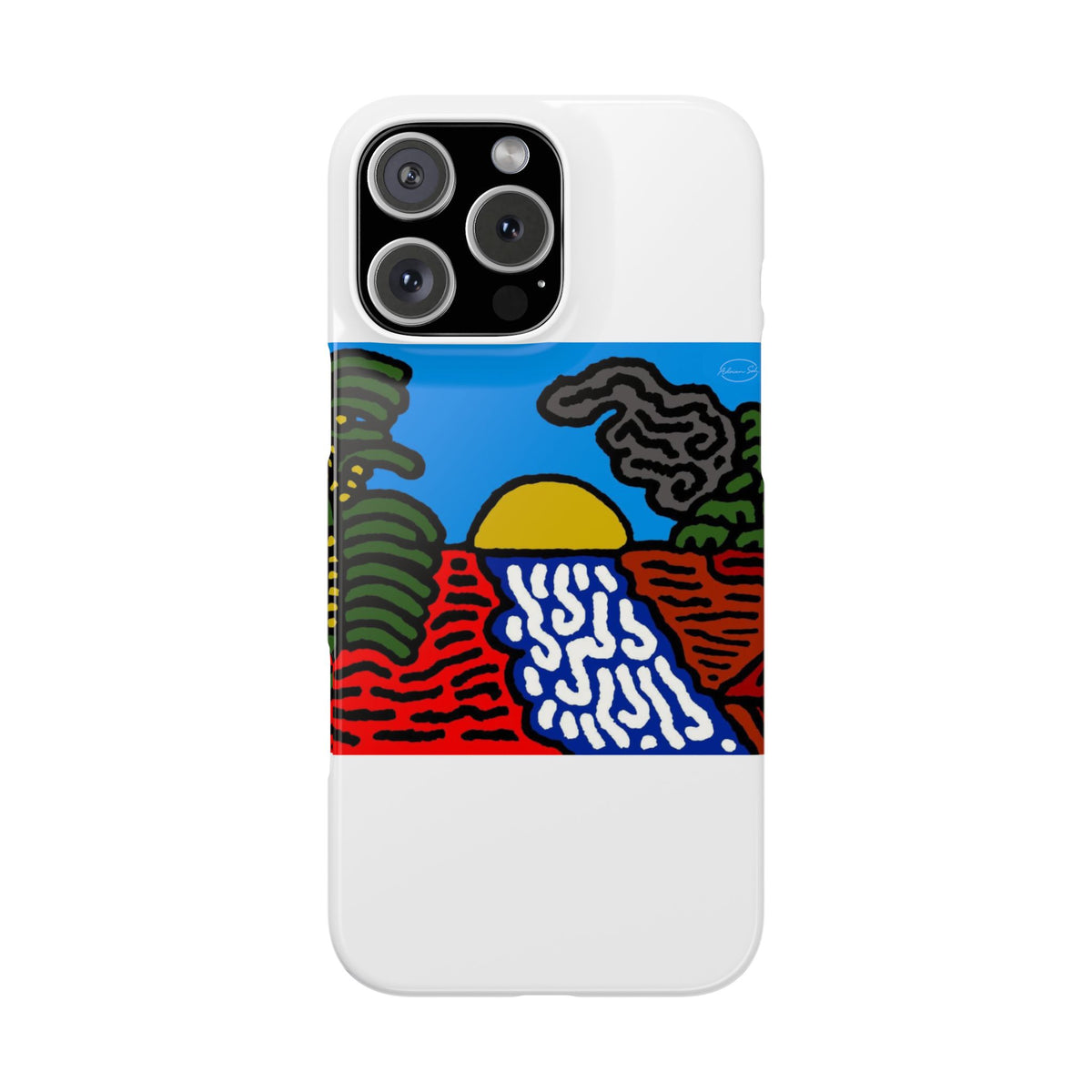 The river that joins the Australian wattle and Lebanese cedar tree in friendship Slim Phone Case