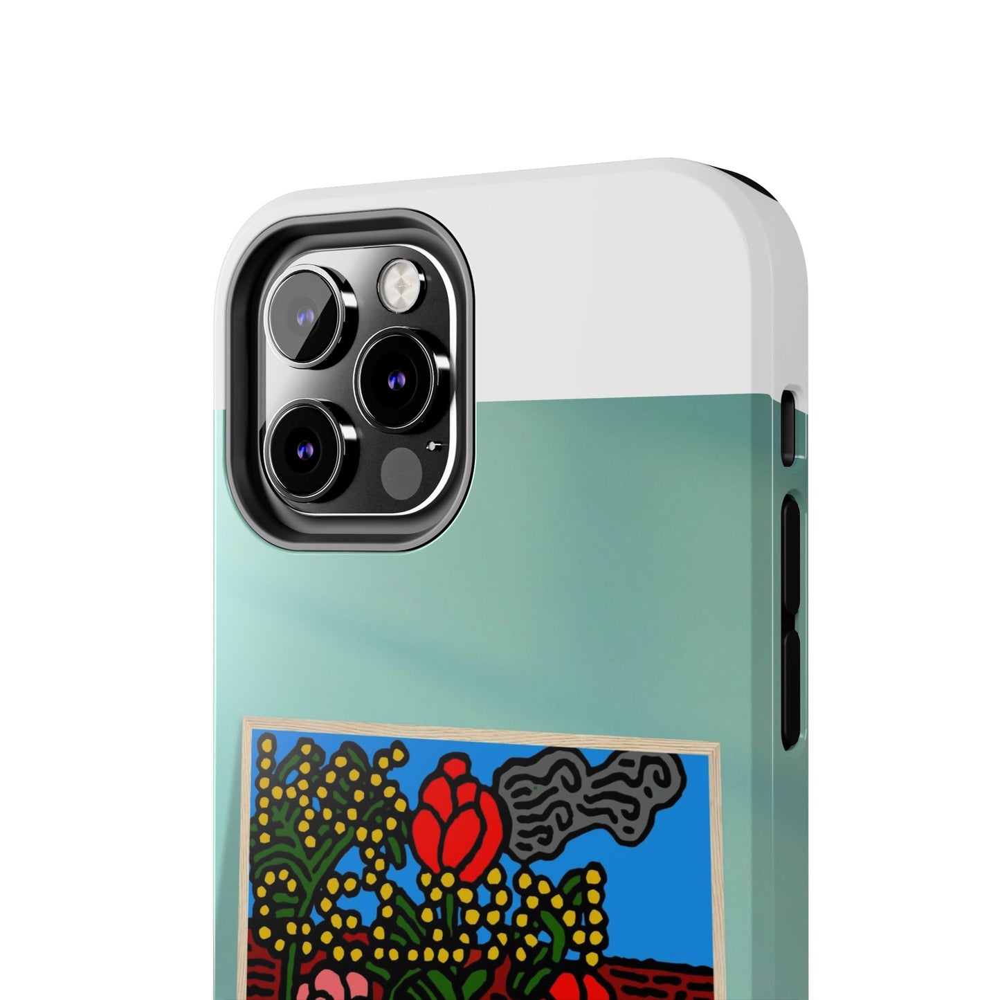 A field of tulips next to a wattle Tough Phone Case