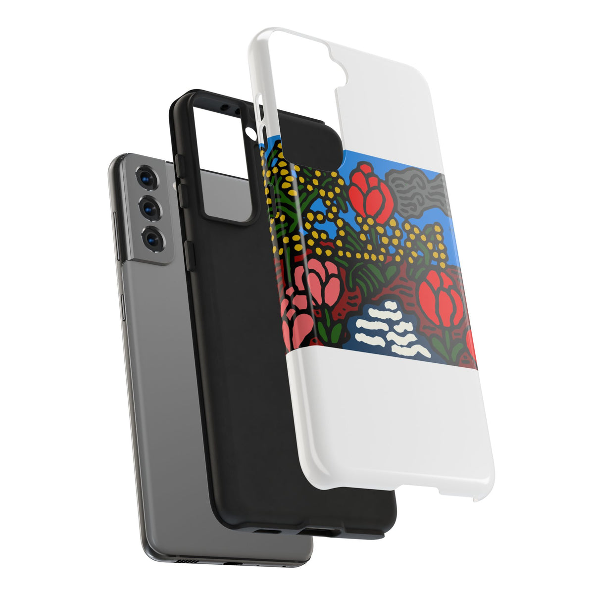 A field of tulips next to a wattle Tough Phone Case