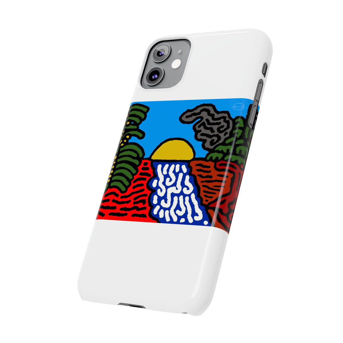 The river that joins the Australian wattle and Lebanese cedar tree in friendship Slim Phone Case