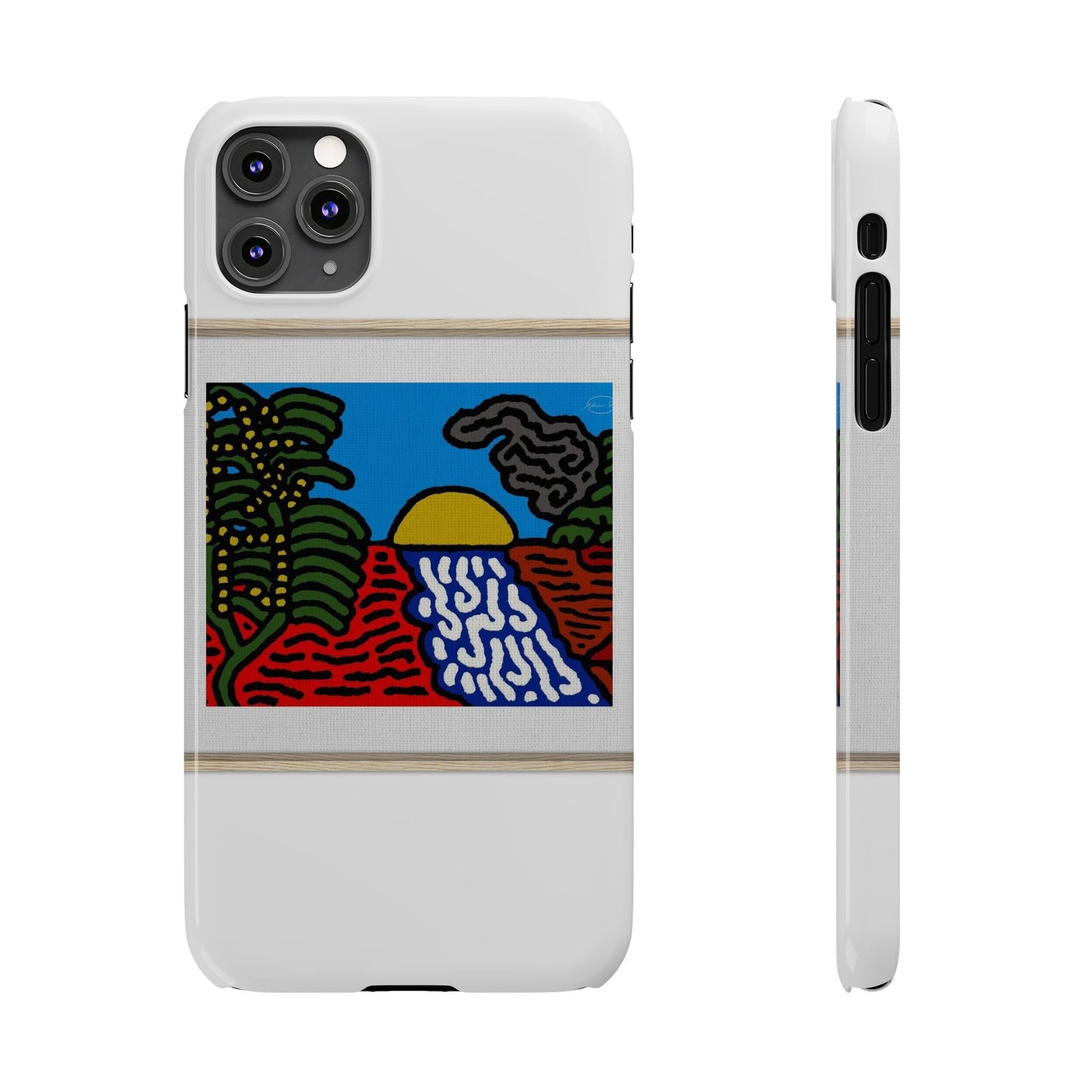 The river that joins the Australian wattle and Lebanese cedar tree in friendship Slim Phone Case