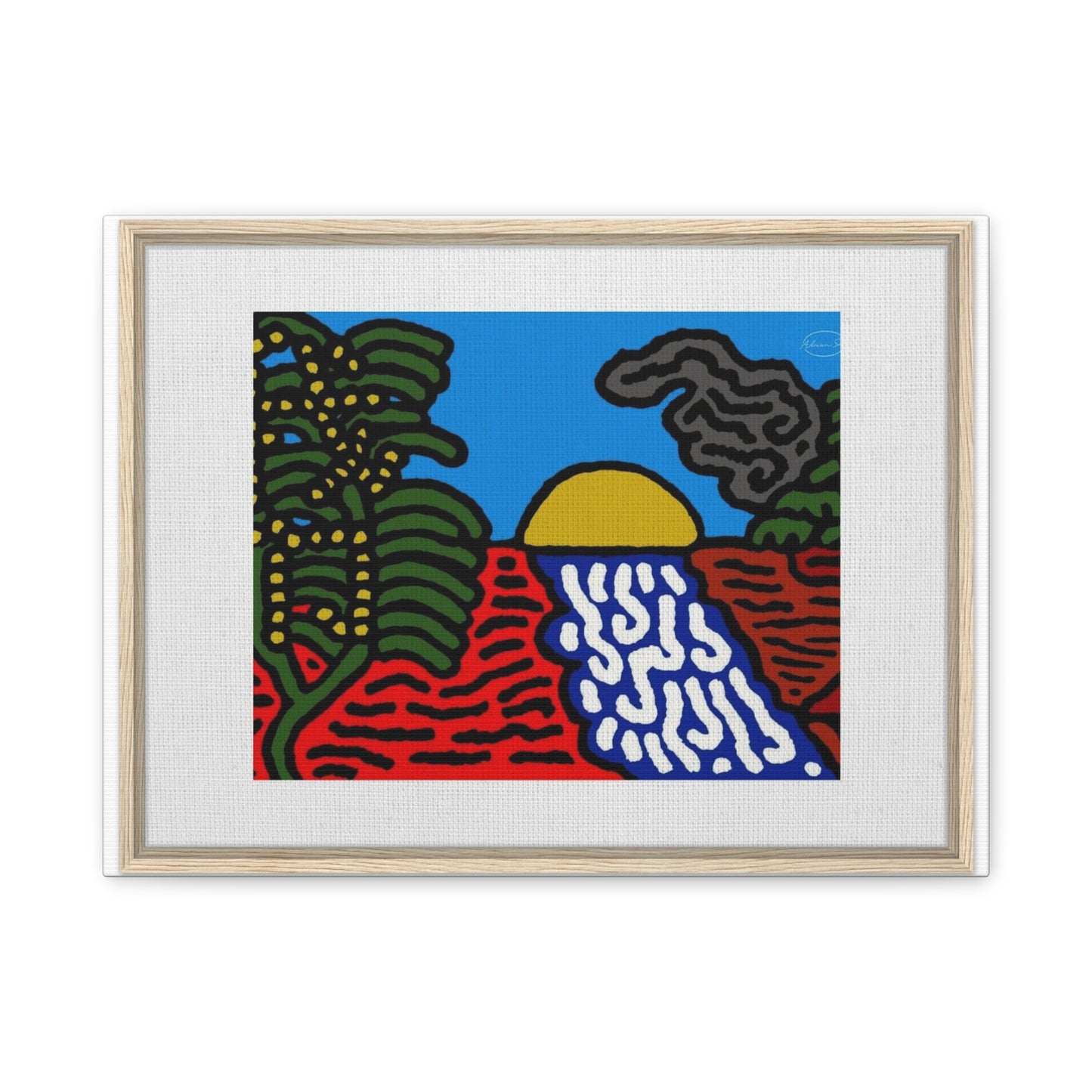 The river that joins the Australian wattle and Lebanese cedar tree in friendship Canvas (Small)