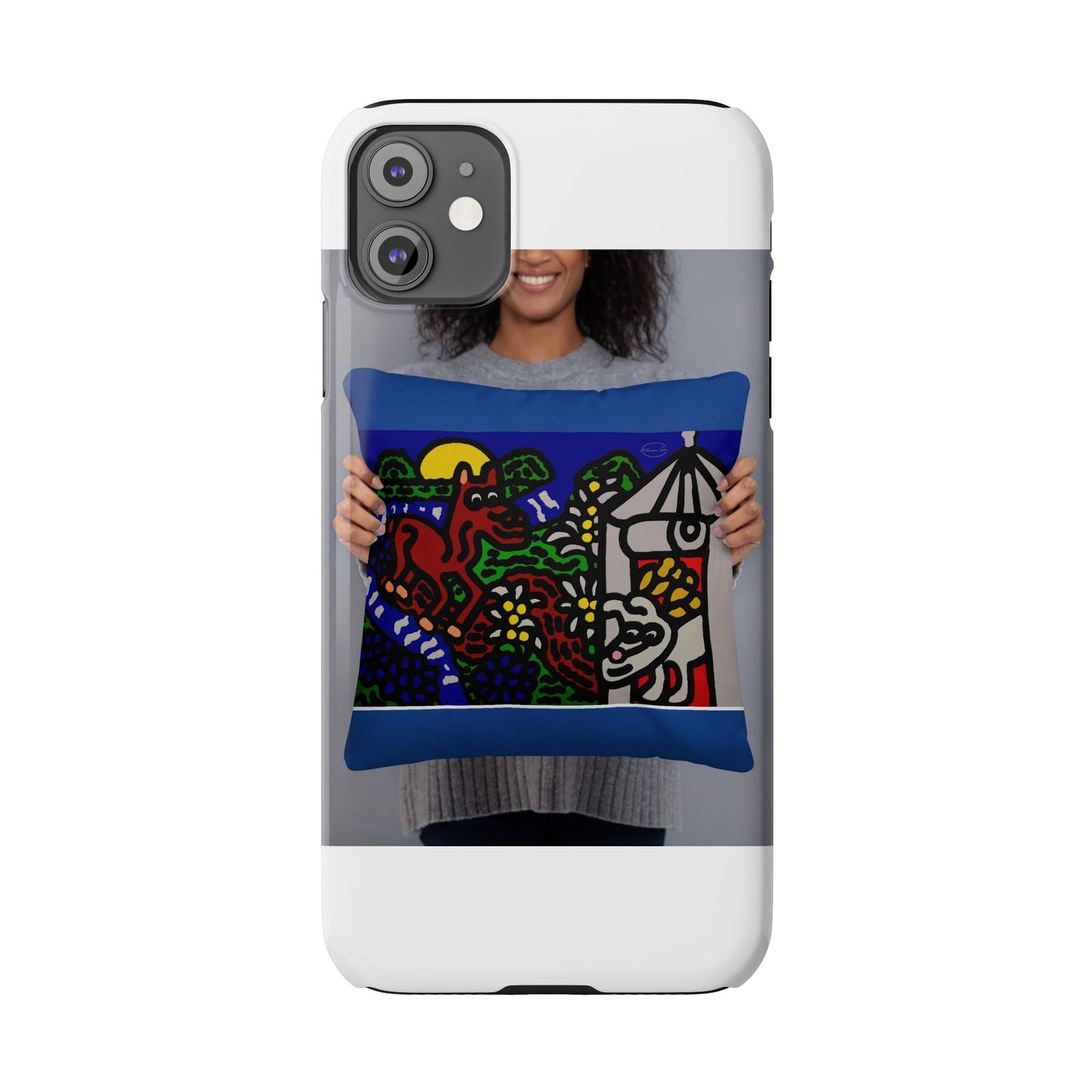 Bunny welcoming a friendly horse on his journey Slim Phone Case