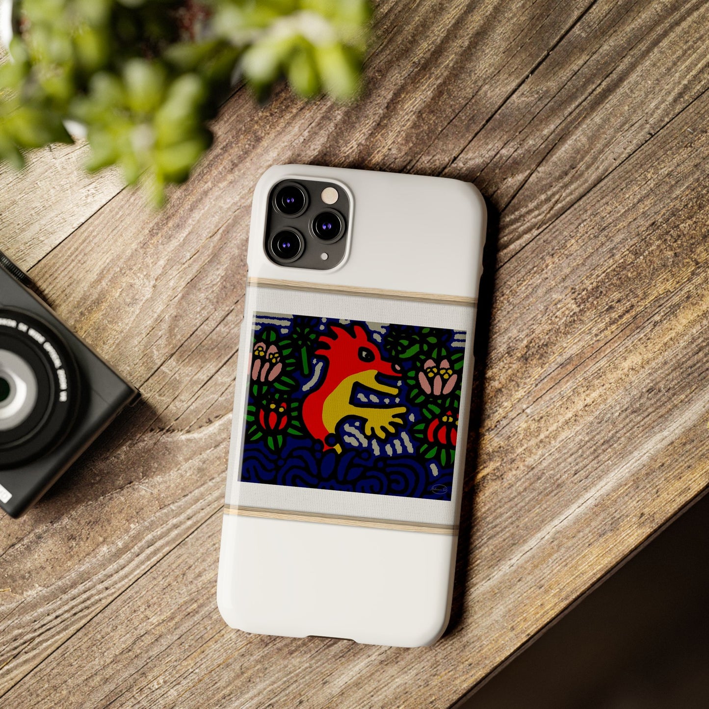 Breaking through the surface of a lotus pond Slim Phone Case