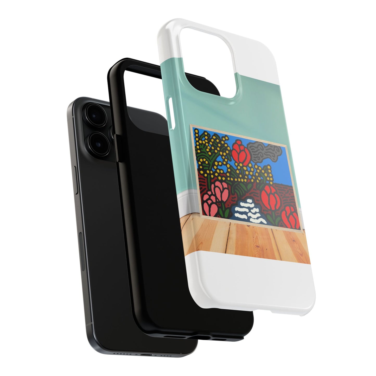 A field of tulips next to a wattle Tough Phone Case