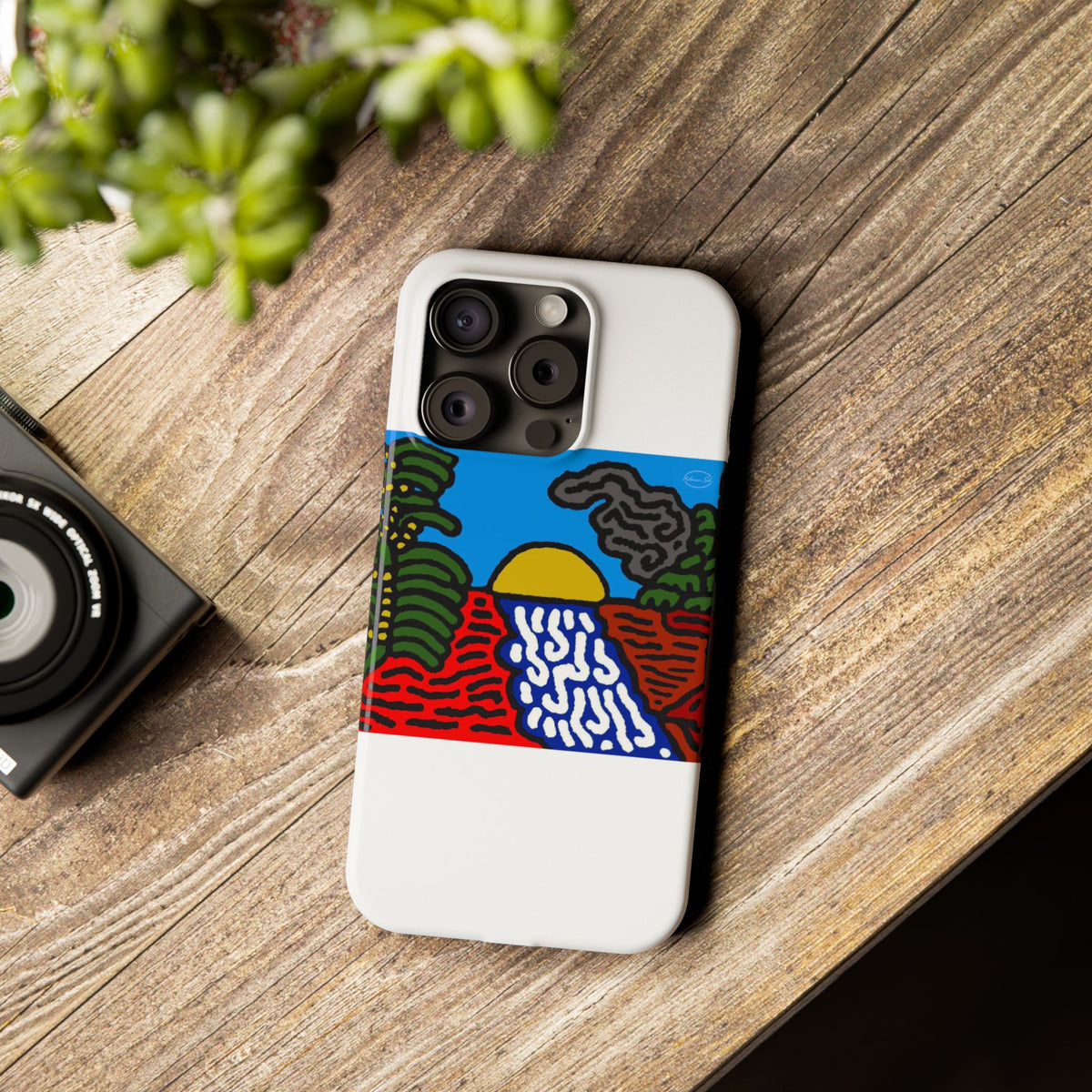 The river that joins the Australian wattle and Lebanese cedar tree in friendship Slim Phone Case