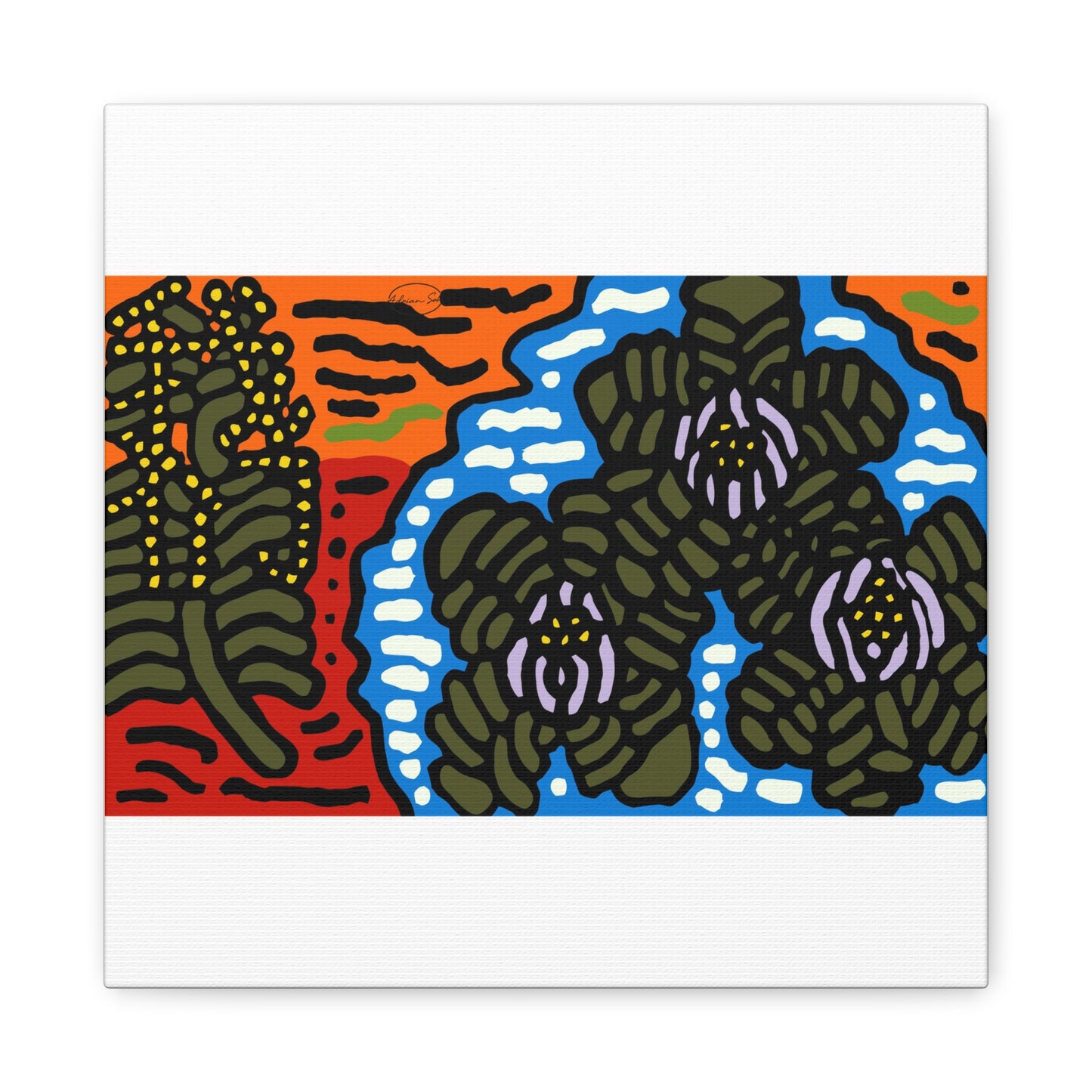 The Sri Lankan water lilies meets the Australian wattle Canvas (Small)