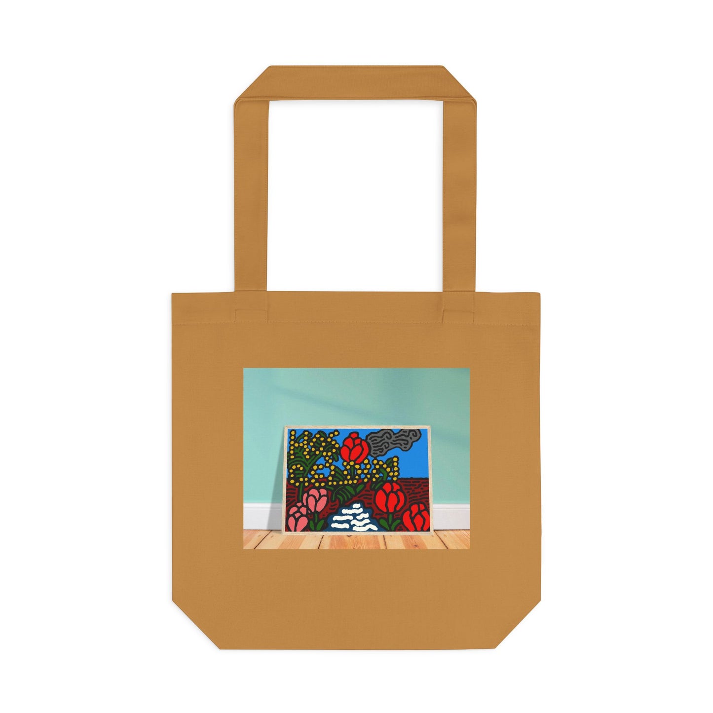 A field of tulips next to a wattle Classic Tote Bag