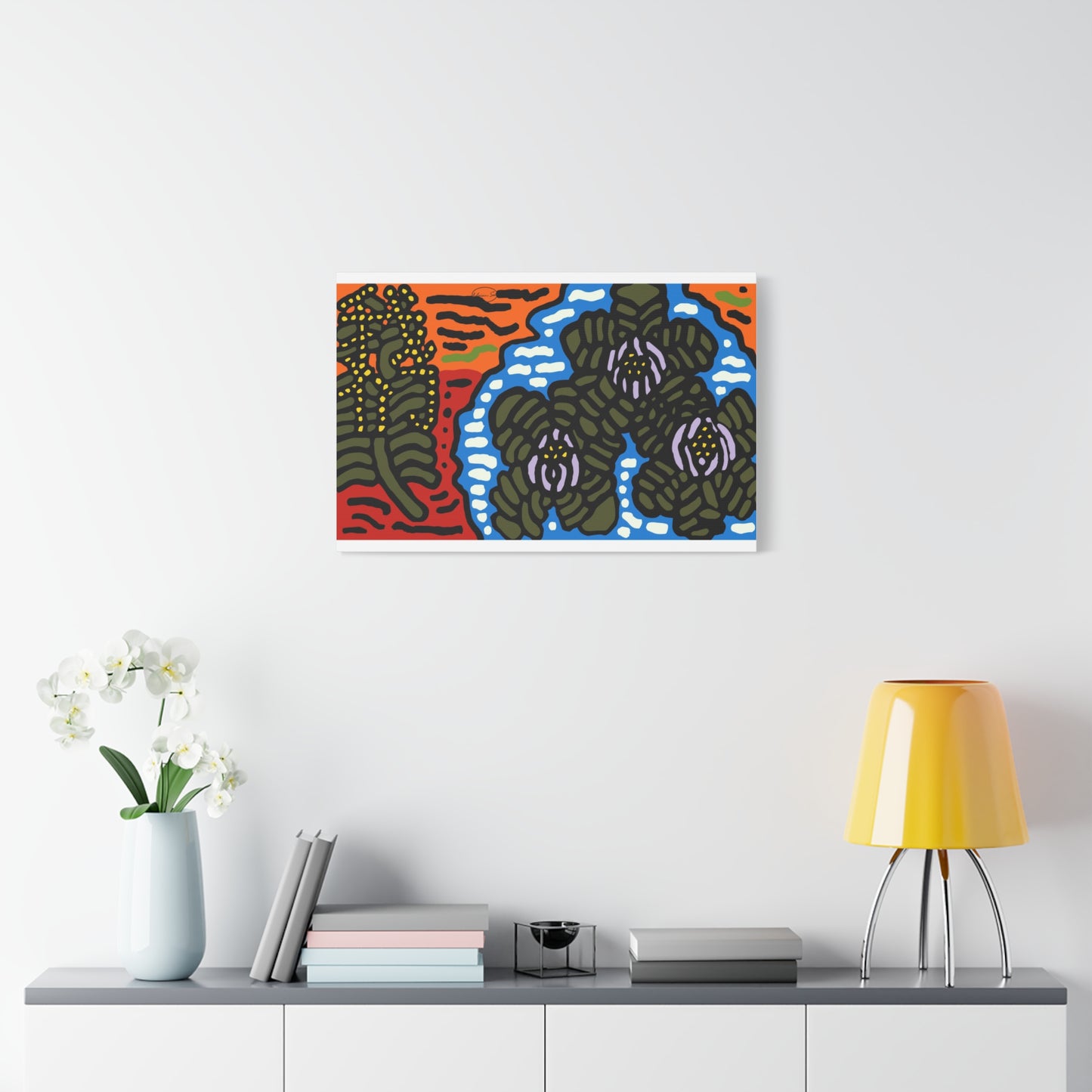 The Sri Lankan water lilies meets the Australian wattle Canvas (Large)