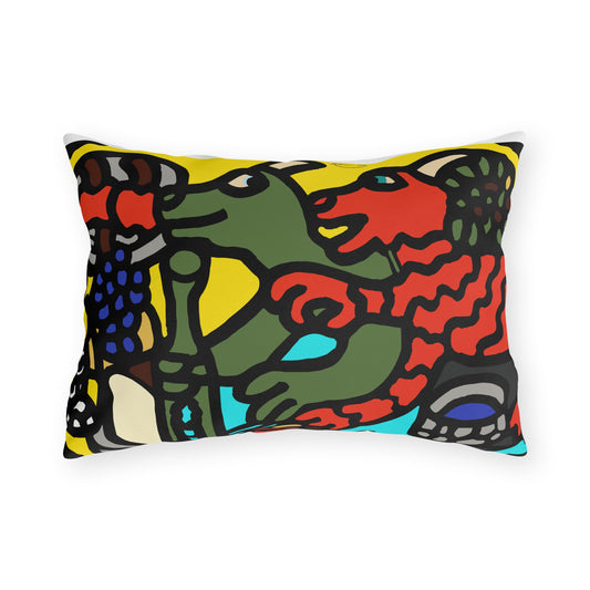 Two dragons enjoying a feast together — Outdoor Pillow