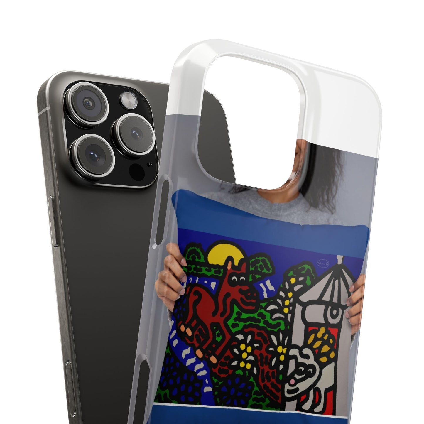 Bunny welcoming a friendly horse on his journey Slim Phone Case