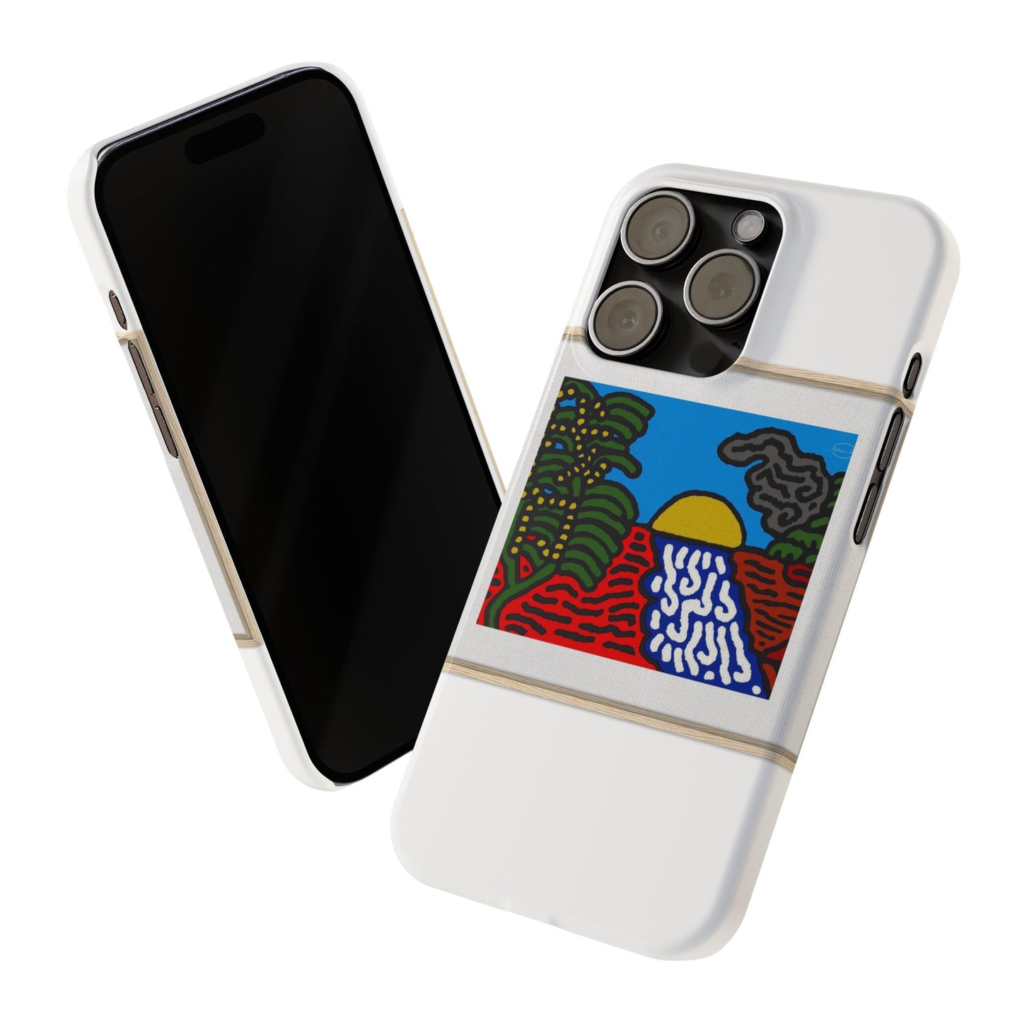 The river that joins the Australian wattle and Lebanese cedar tree in friendship Slim Phone Case