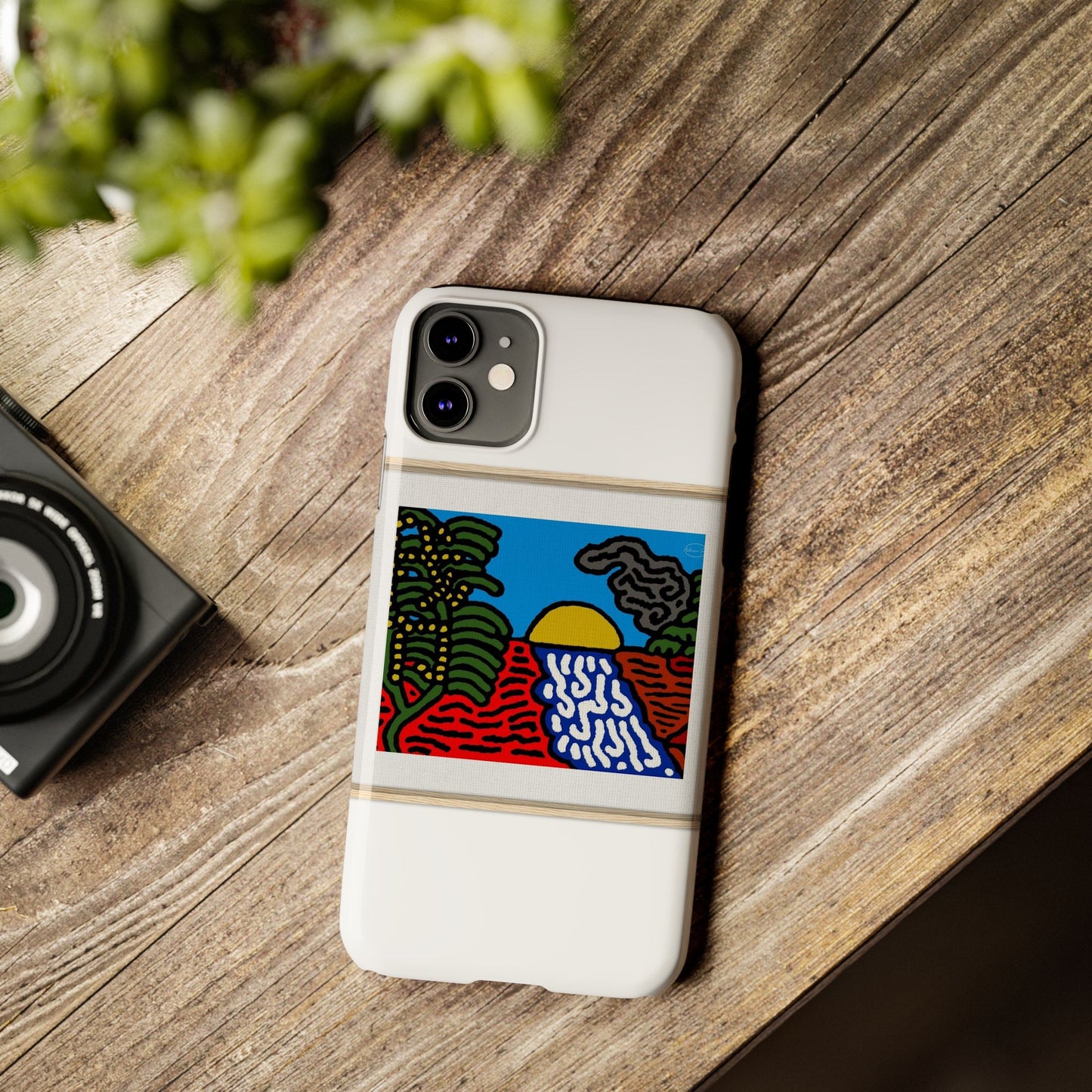 The river that joins the Australian wattle and Lebanese cedar tree in friendship Slim Phone Case
