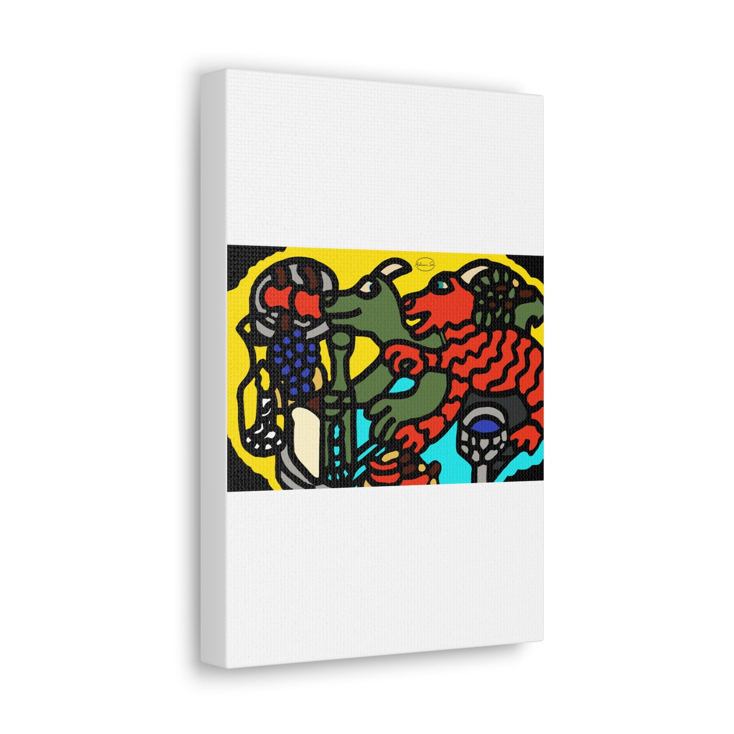 Two dragons enjoying a feast together Canvas (Small)