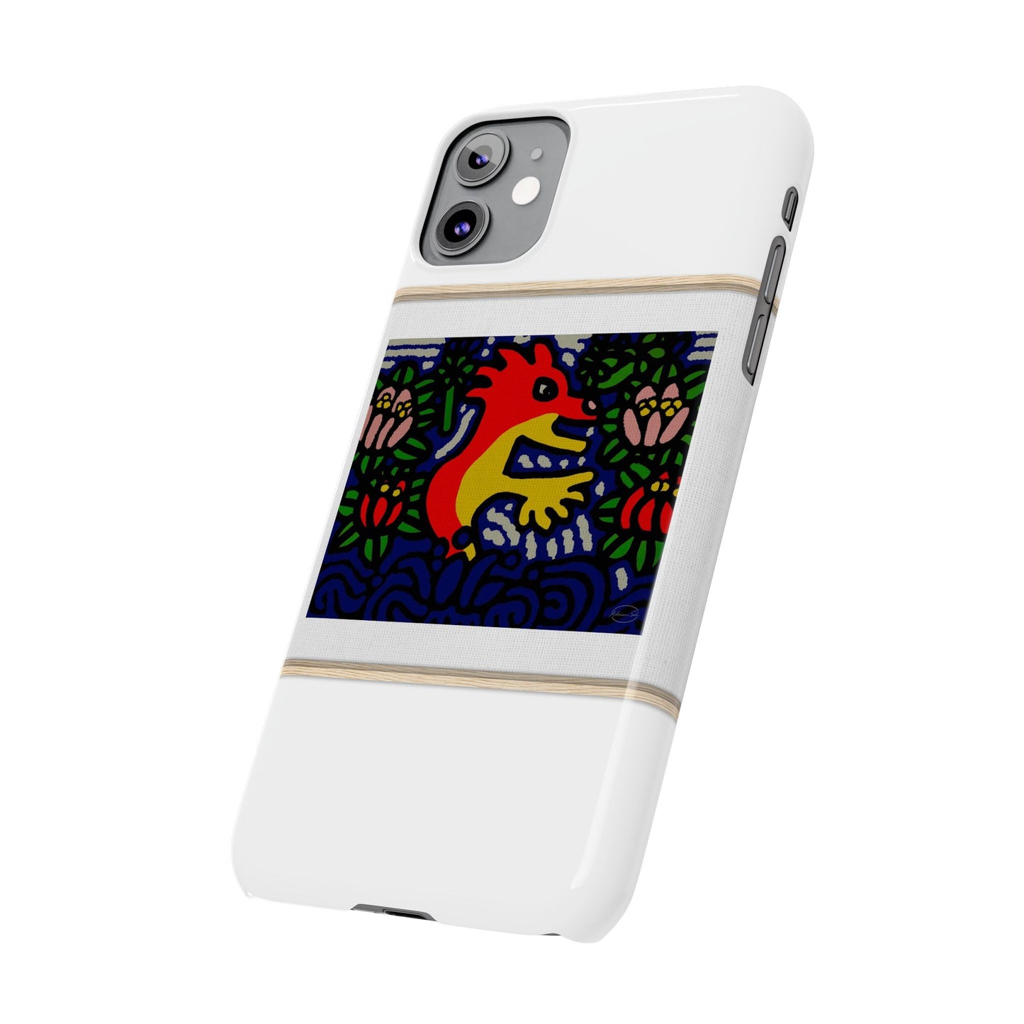 Breaking through the surface of a lotus pond Slim Phone Case