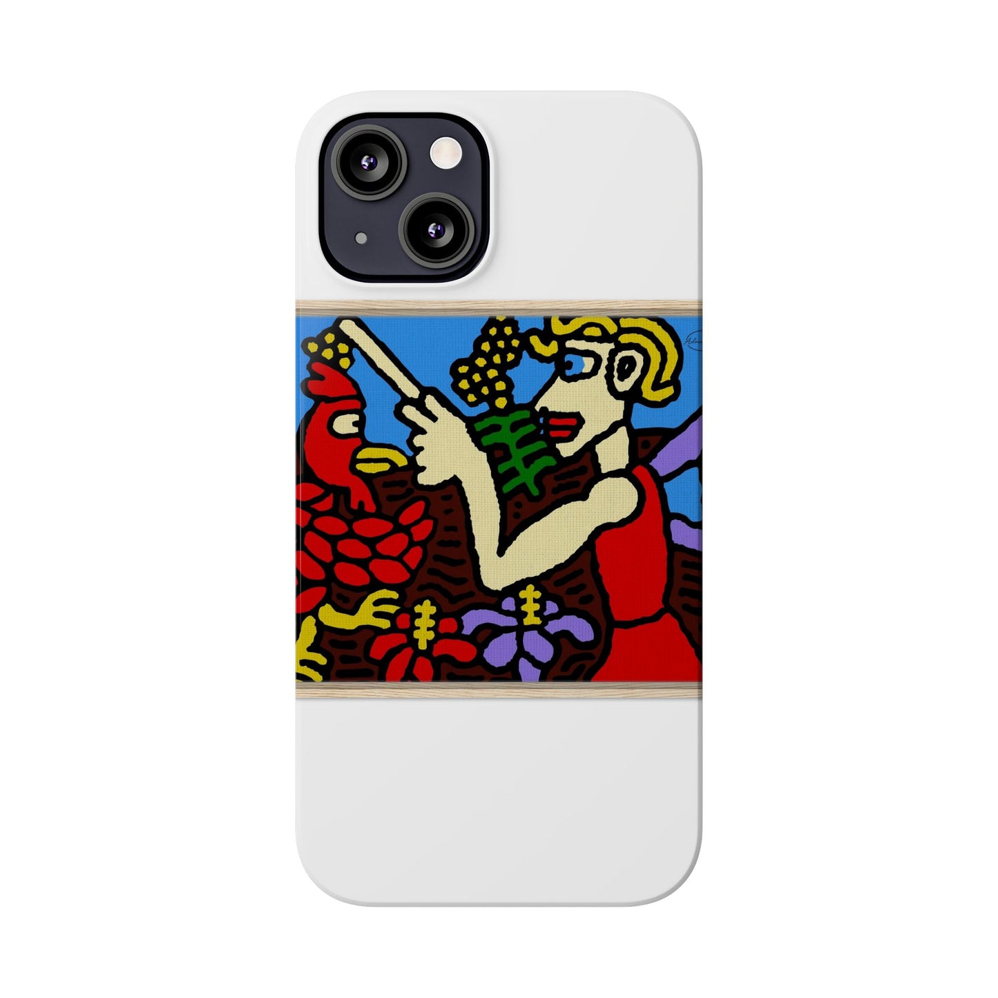The hen gaining a blessing from a fairy Slim Phone Case