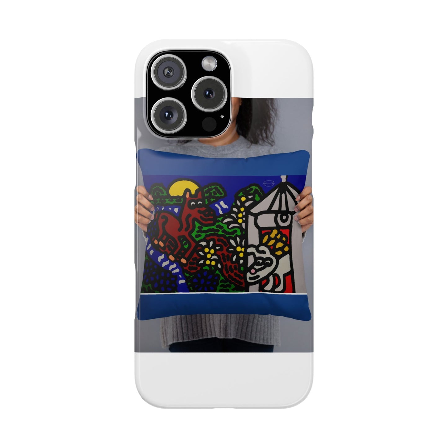 Bunny welcoming a friendly horse on his journey Slim Phone Case