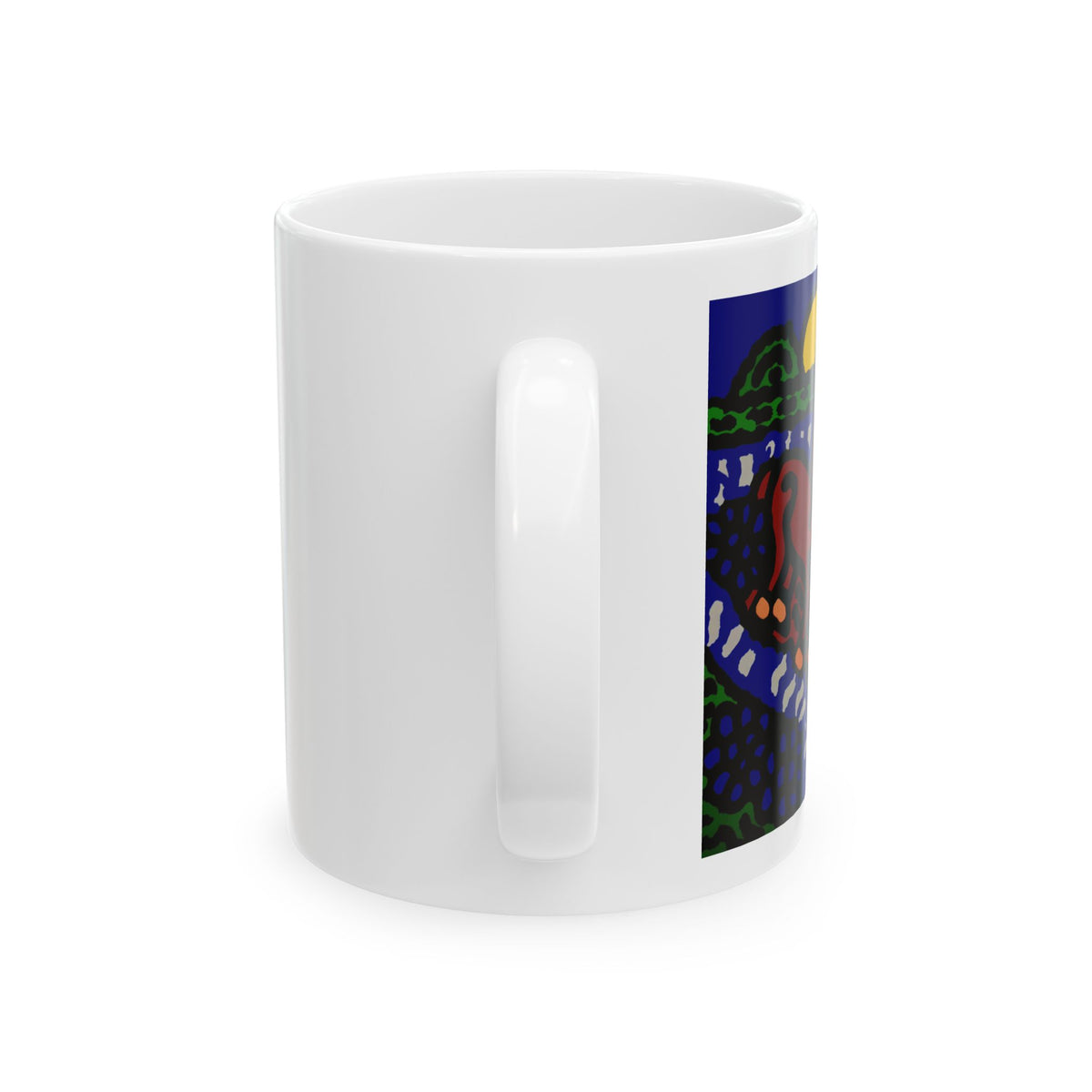 Bunny welcoming a friendly horse on his journey - Ceramic Mug 11oz