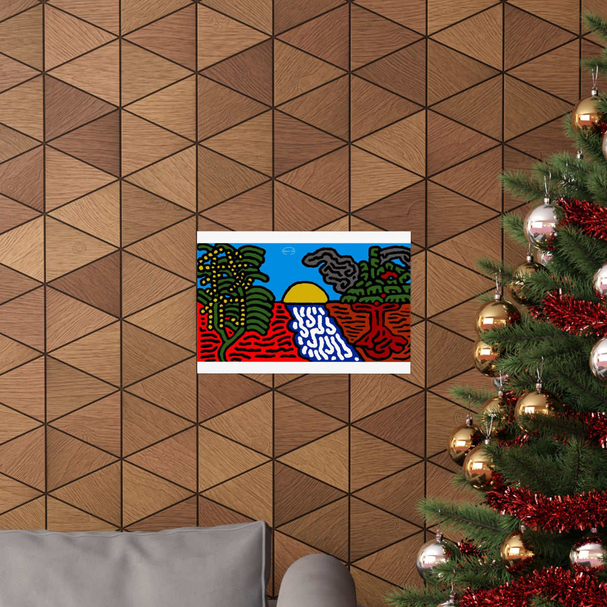 The river that joins the Australian wattle and Lebanese cedar tree in friendship Matte Poster Horizontal (Small)