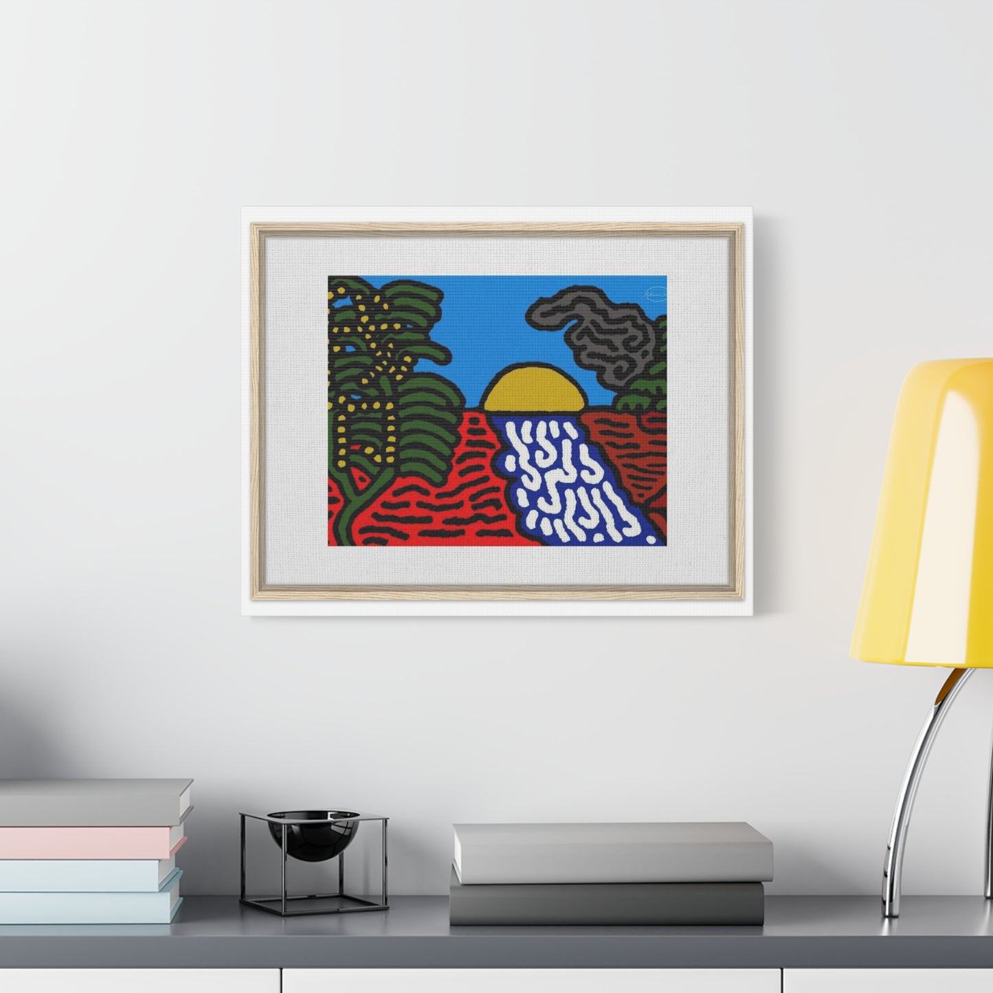The river that joins the Australian wattle and Lebanese cedar tree in friendship Canvas (Large)