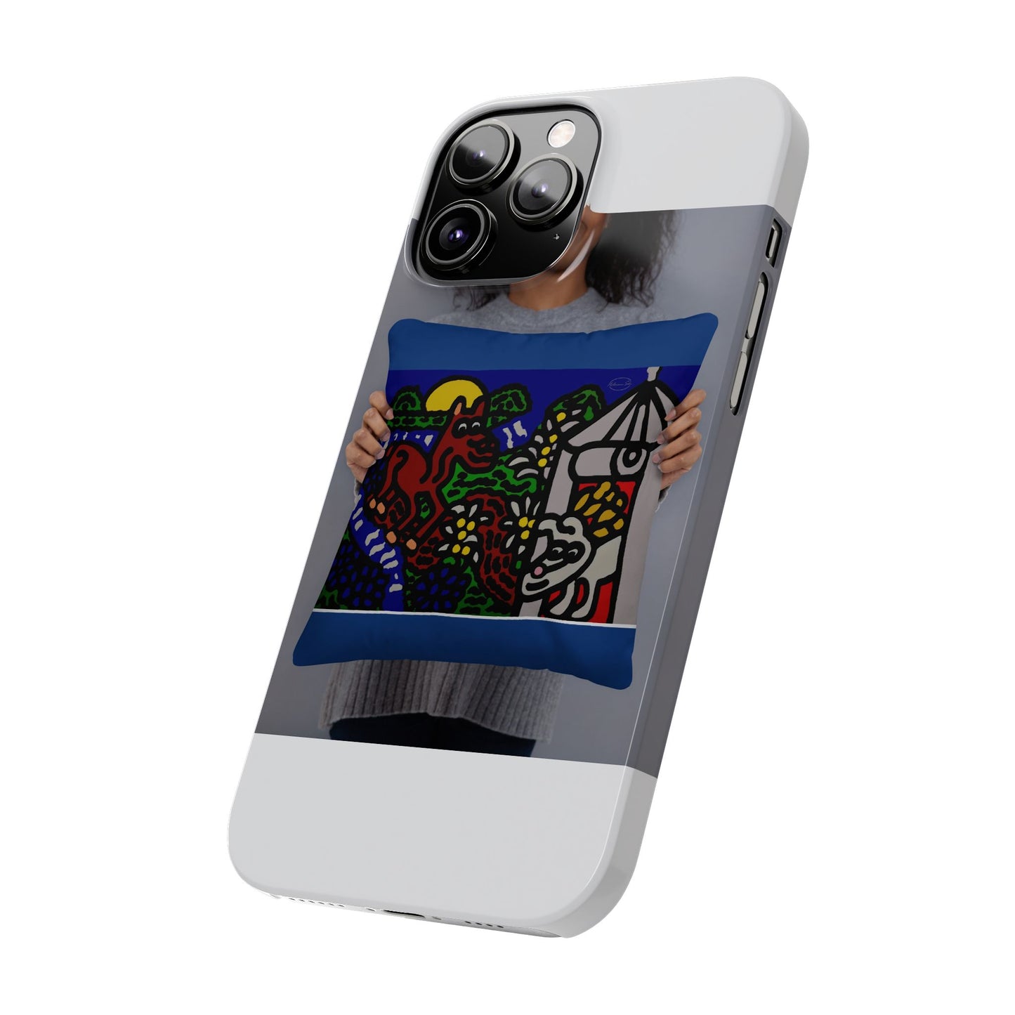 Bunny welcoming a friendly horse on his journey Slim Phone Case