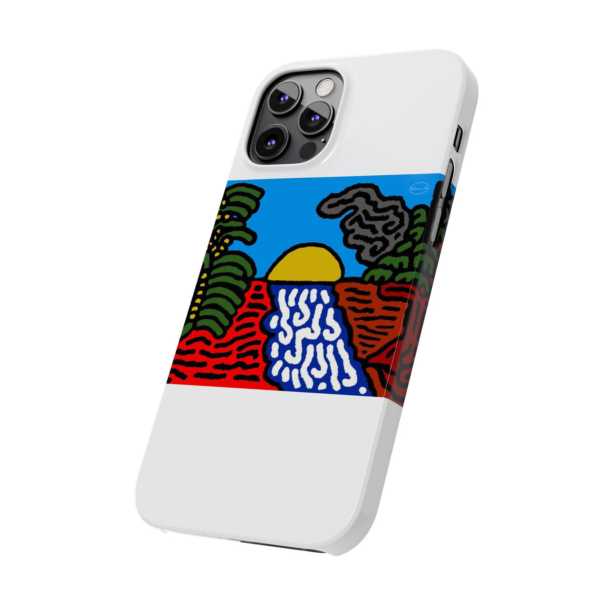 The river that joins the Australian wattle and Lebanese cedar tree in friendship Slim Phone Case